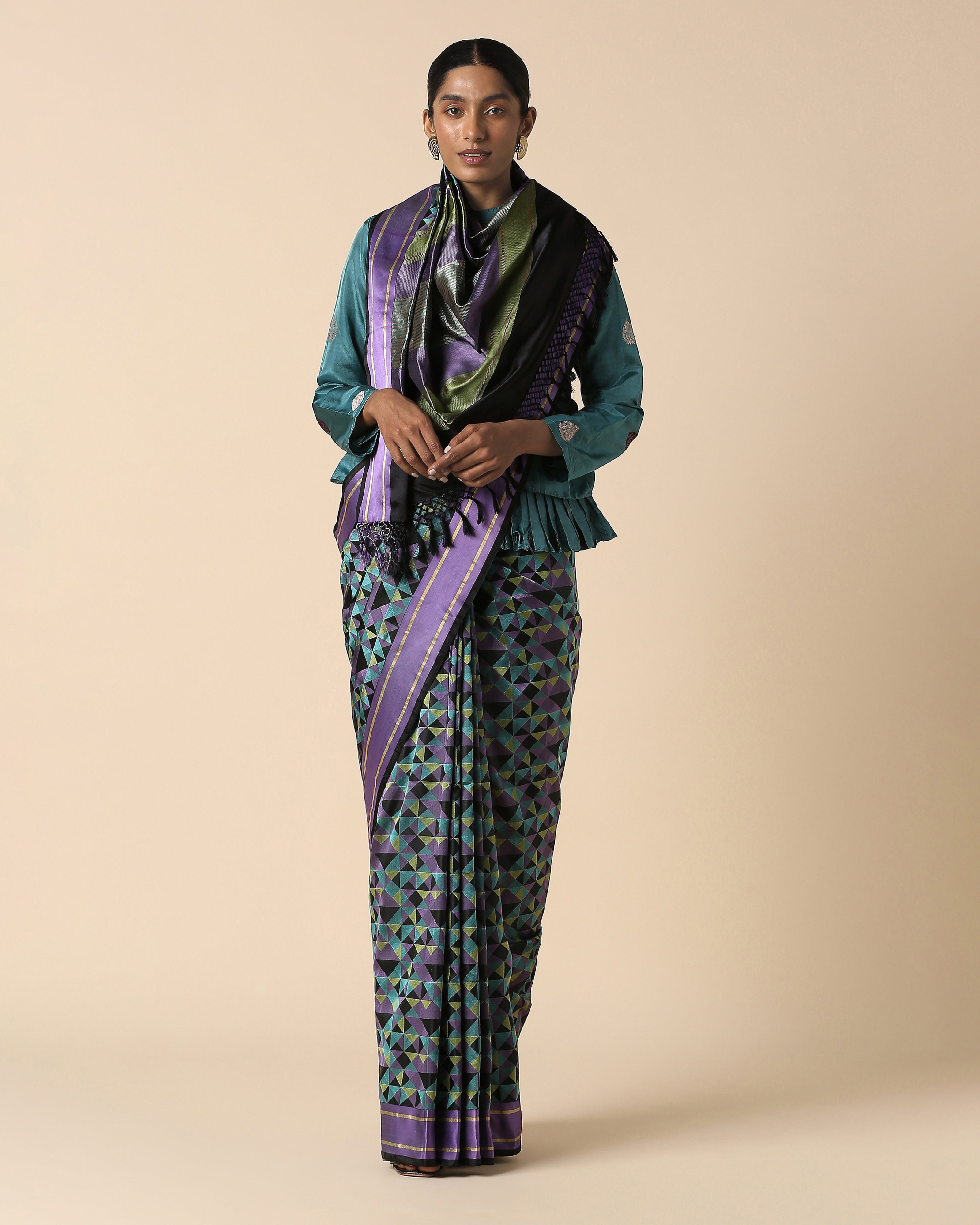 Claire Banarasi Tanchoi Silk Saree