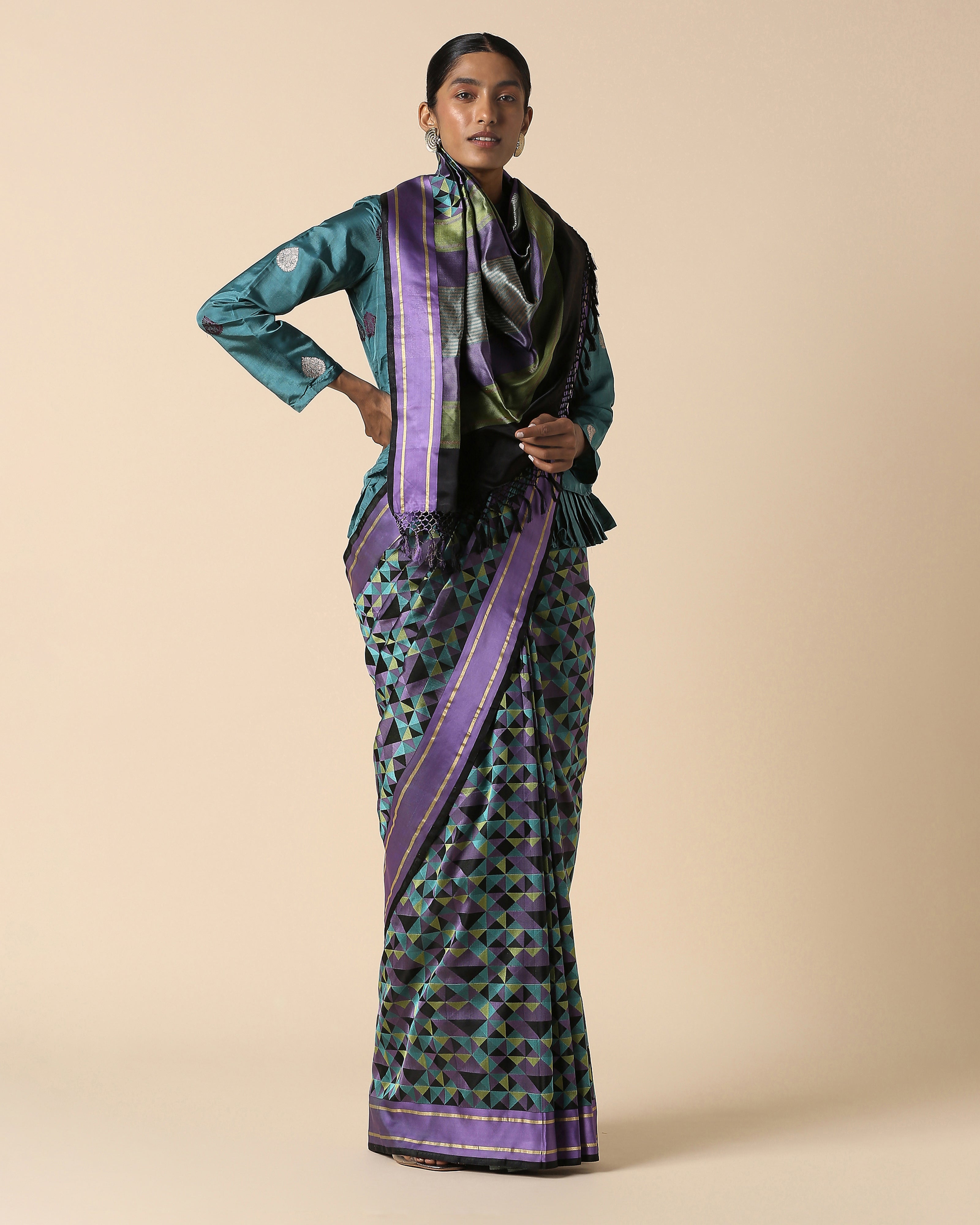 Claire Banarasi Tanchoi Silk Saree