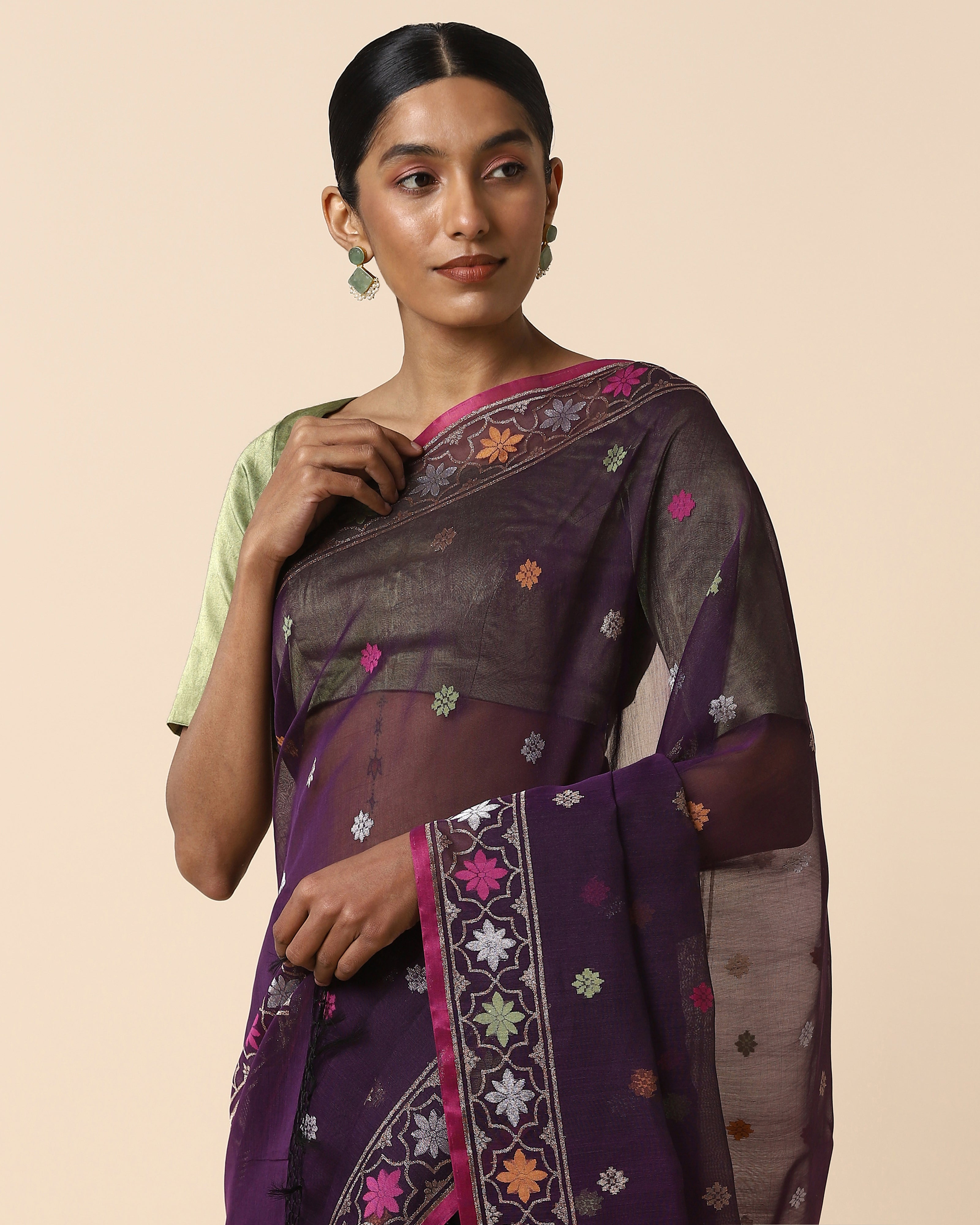 Pradha Banarasi Jamdani Silk Cotton Saree