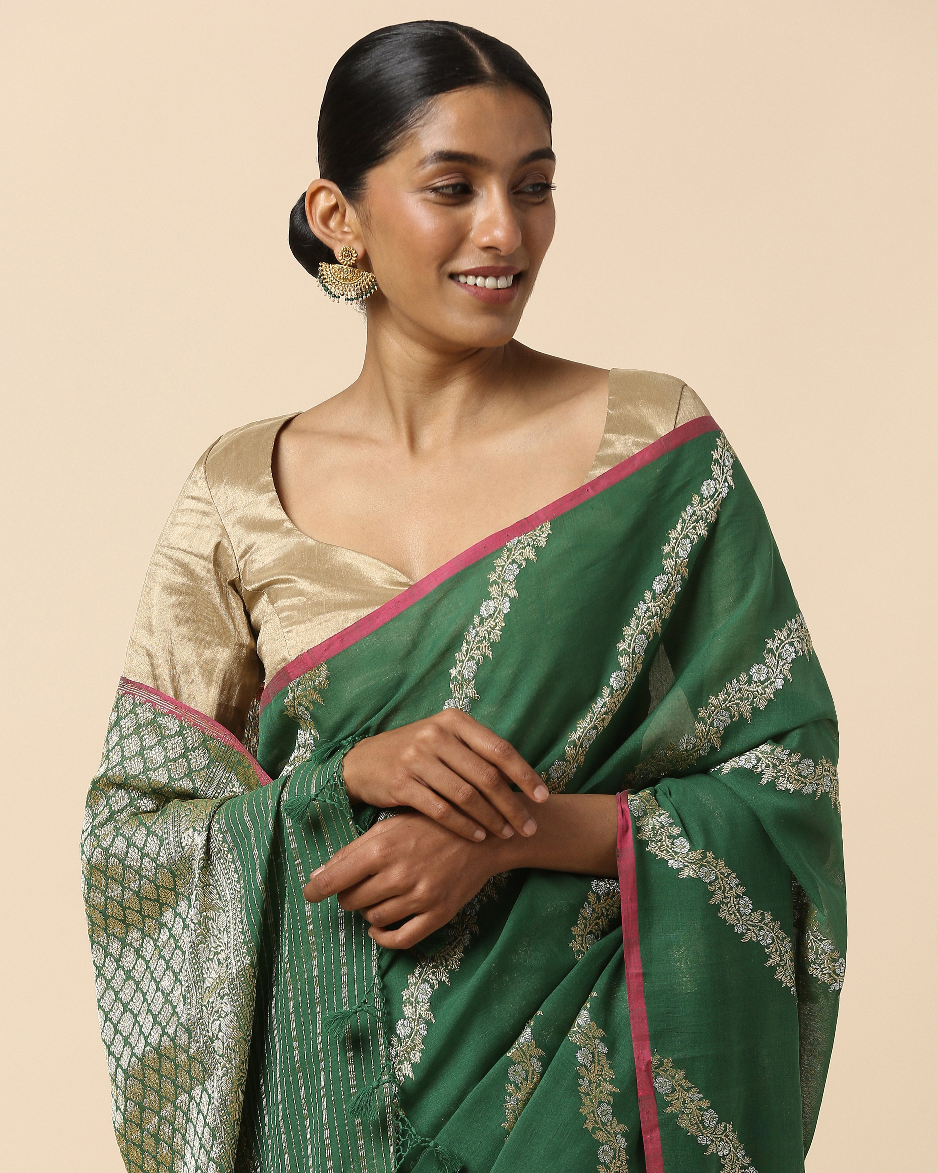 Heru Banarasi Kadwa Cotton Saree