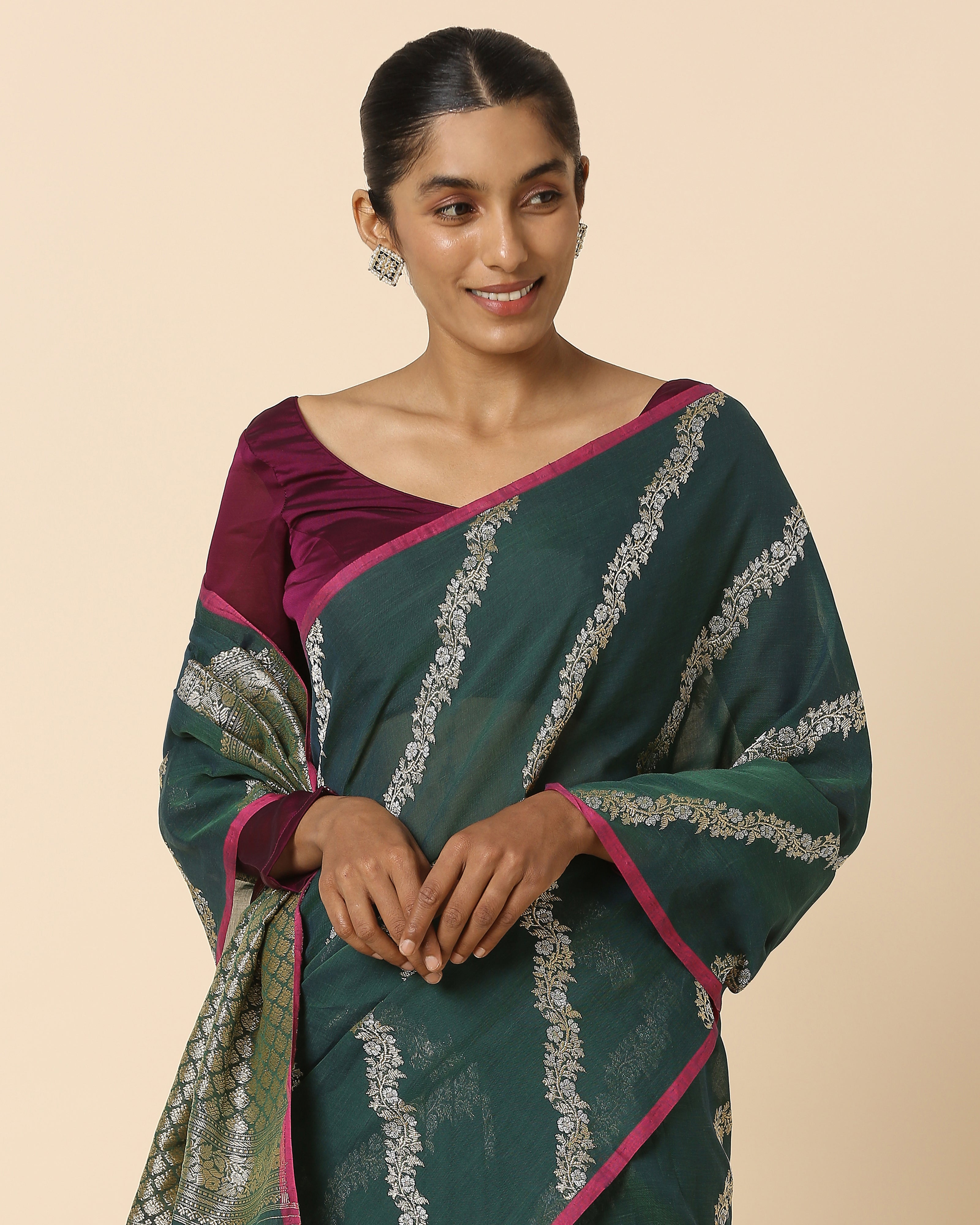 Heru Banarasi Kadwa Cotton Saree