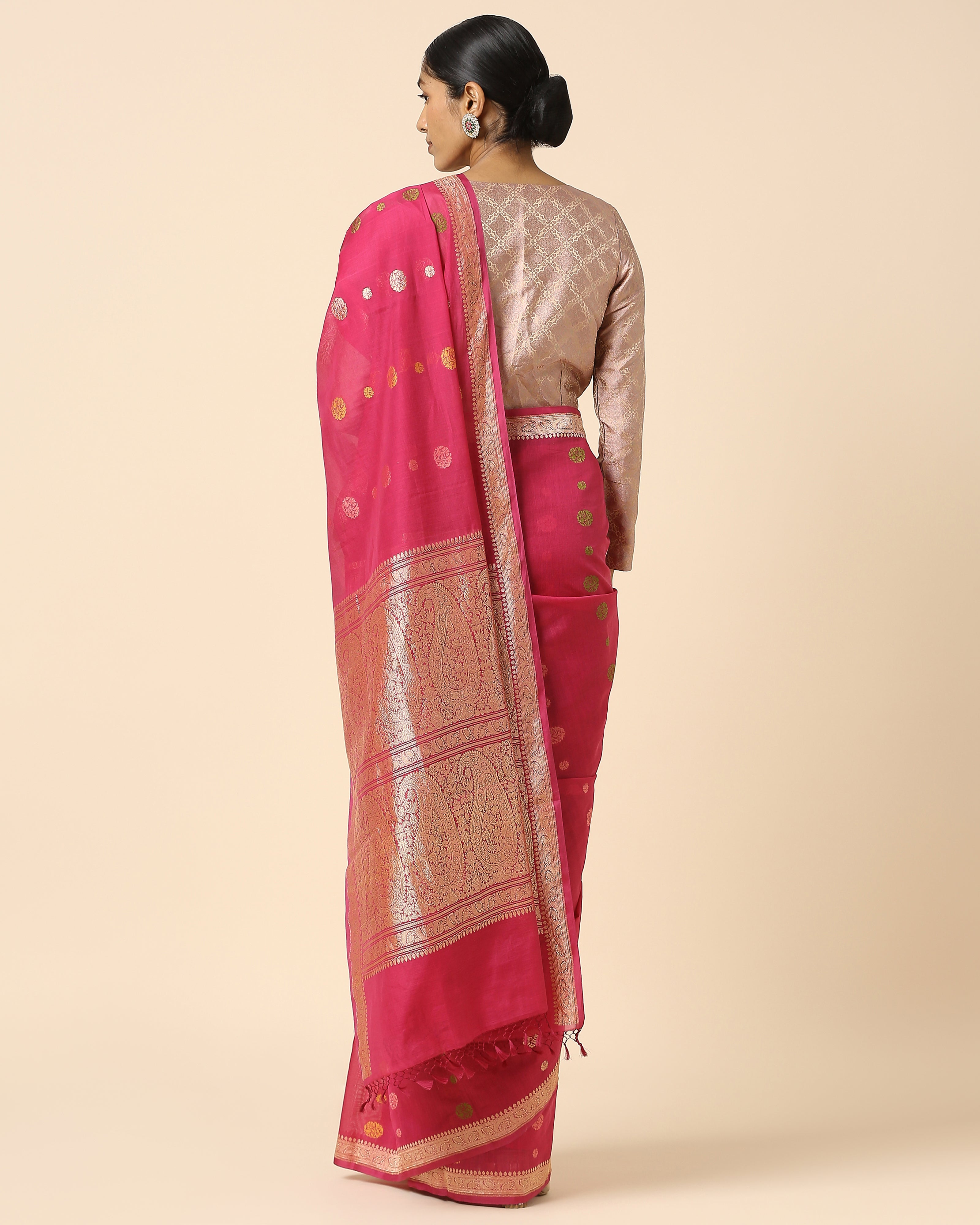 Amog Banarasi Powdi Cutwork Silk Cotton Saree