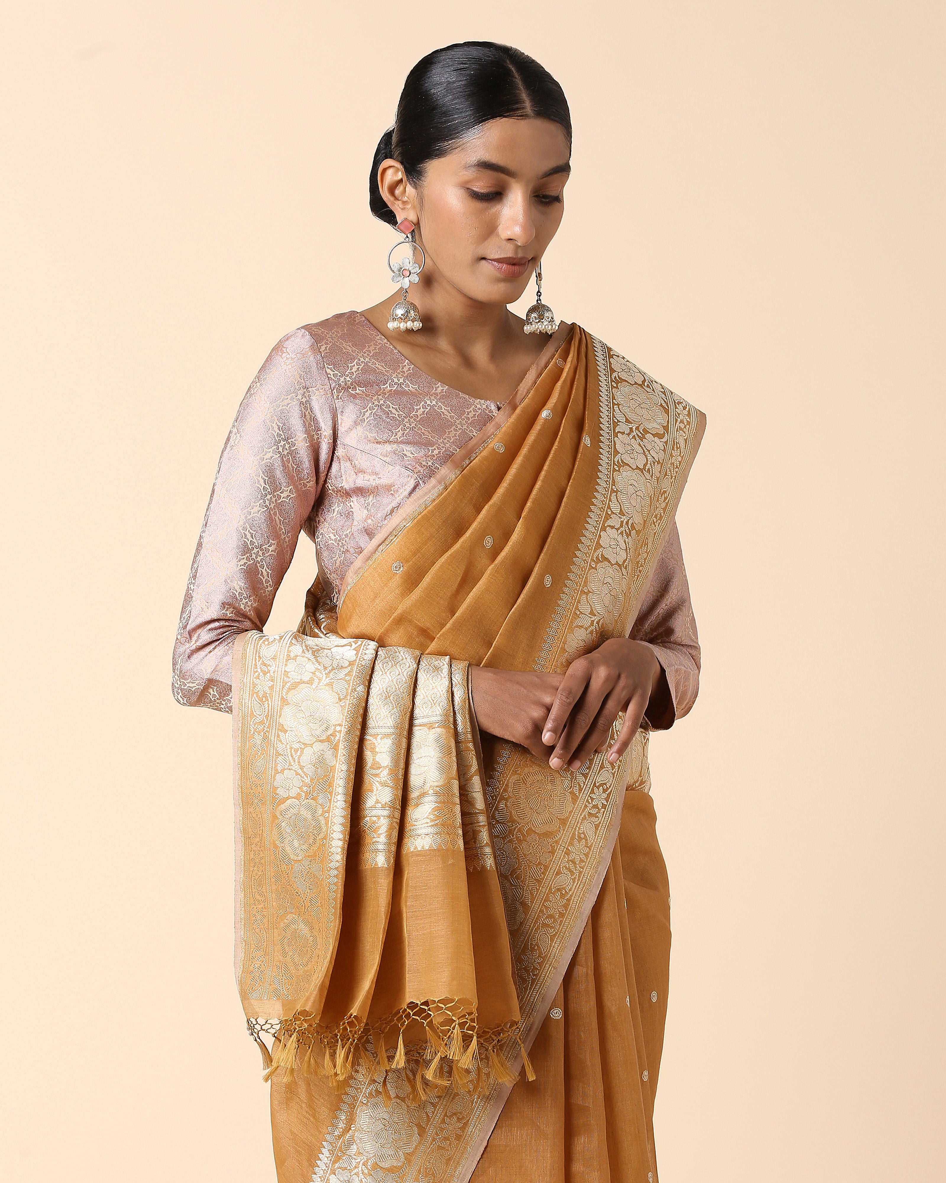 Snigdha Banarasi Kadwa Silk Linen Saree