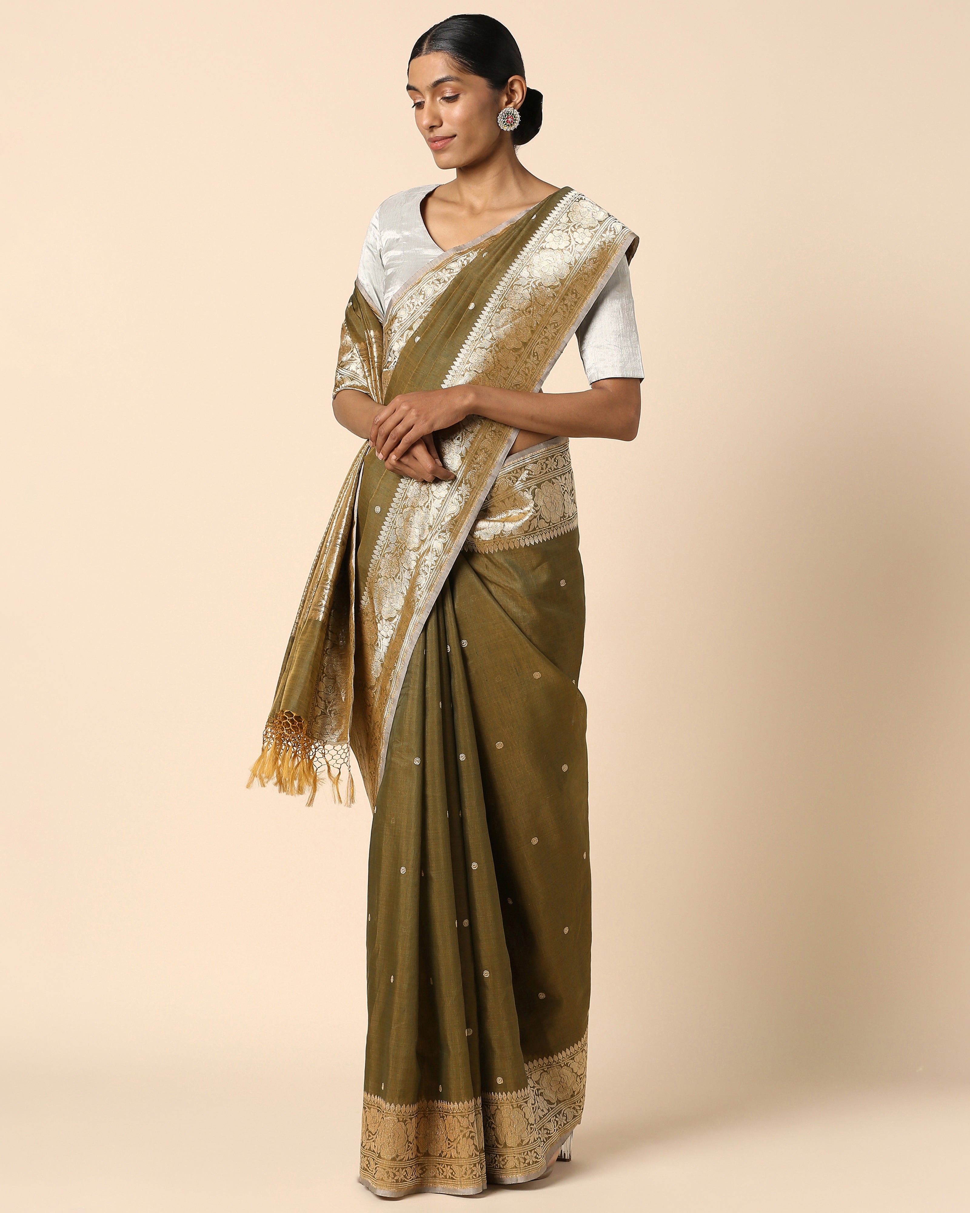 Snigdha Banarasi Kadwa Silk Linen Saree
