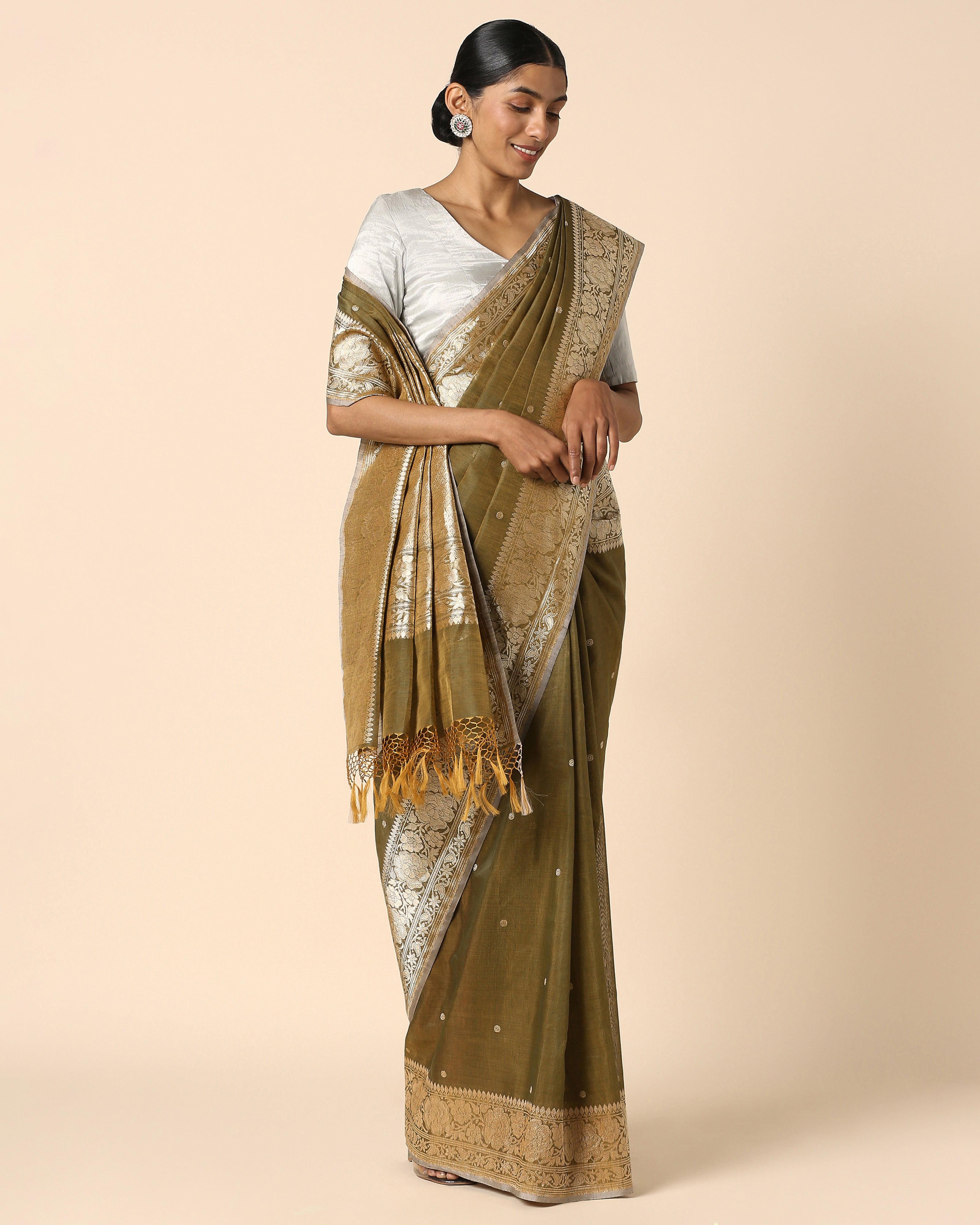Snigdha Banarasi Kadwa Silk Linen Saree