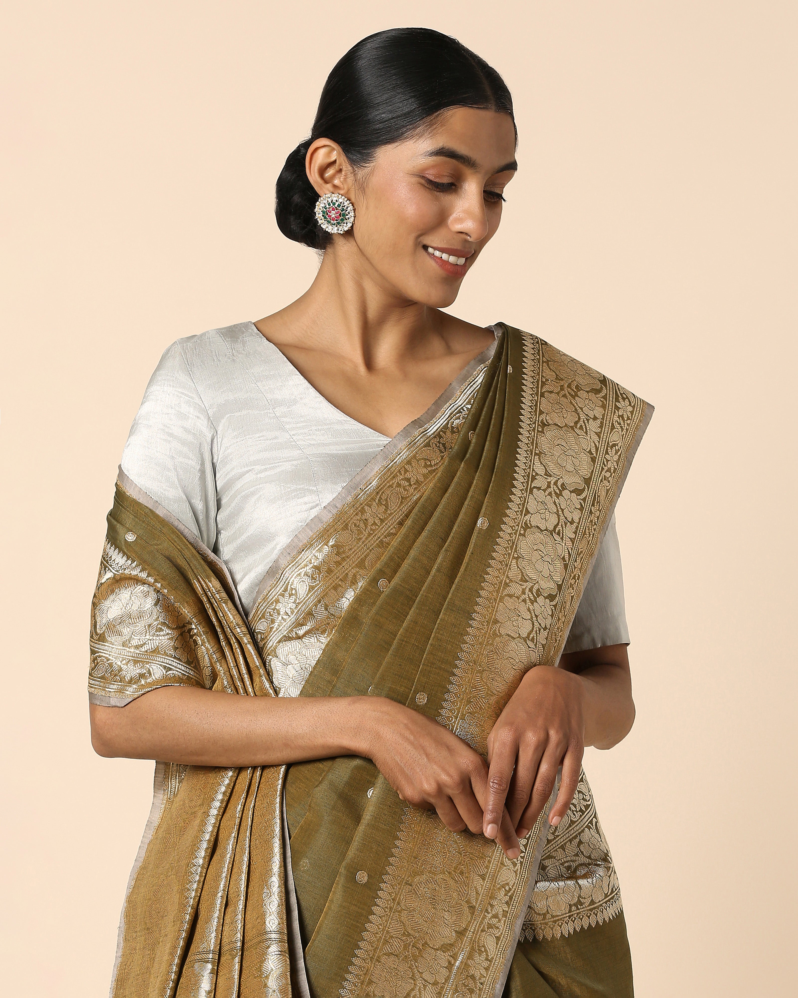 Snigdha Banarasi Kadwa Silk Linen Saree