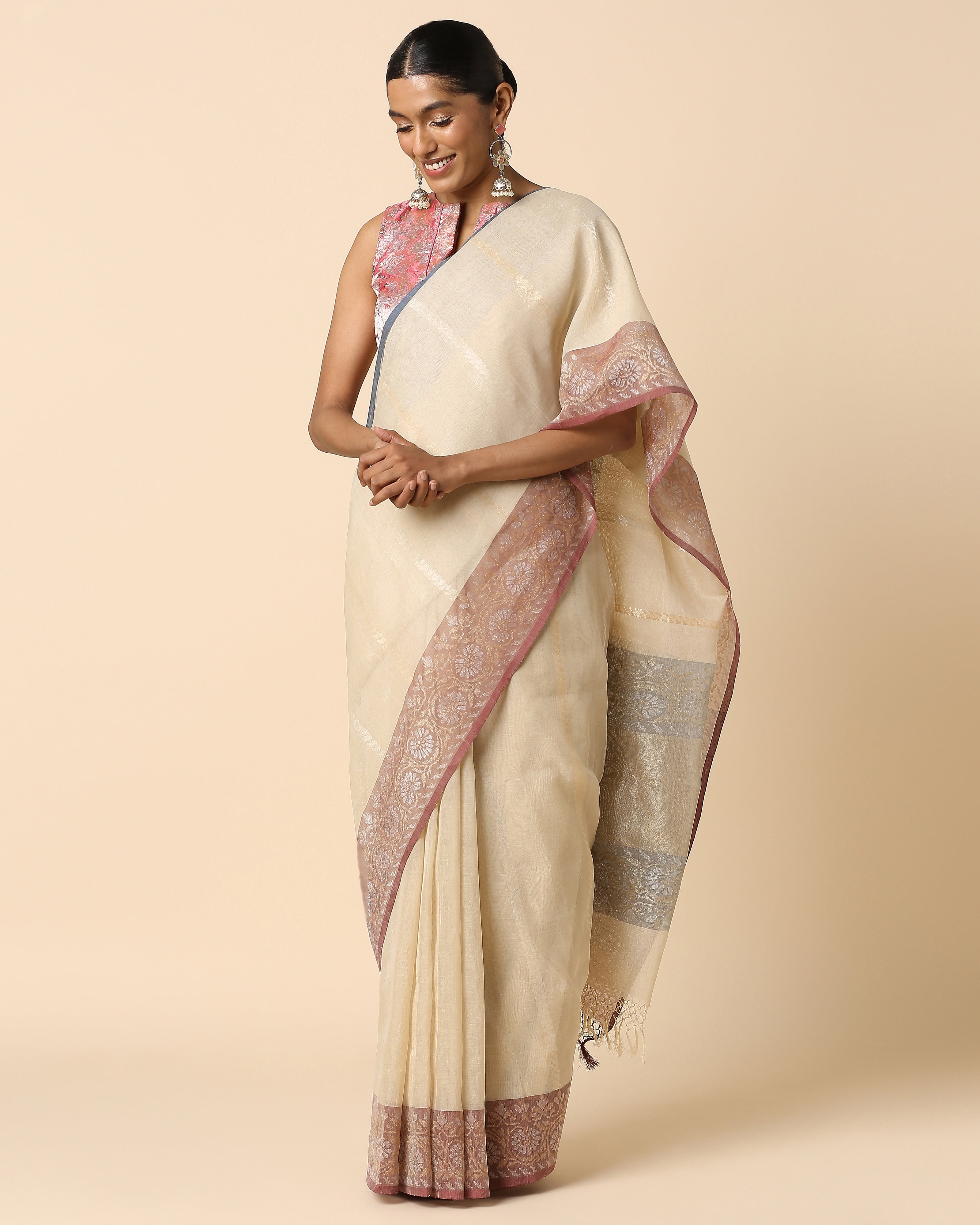 Mahi Banarasi Jamdani Cotton Saree
