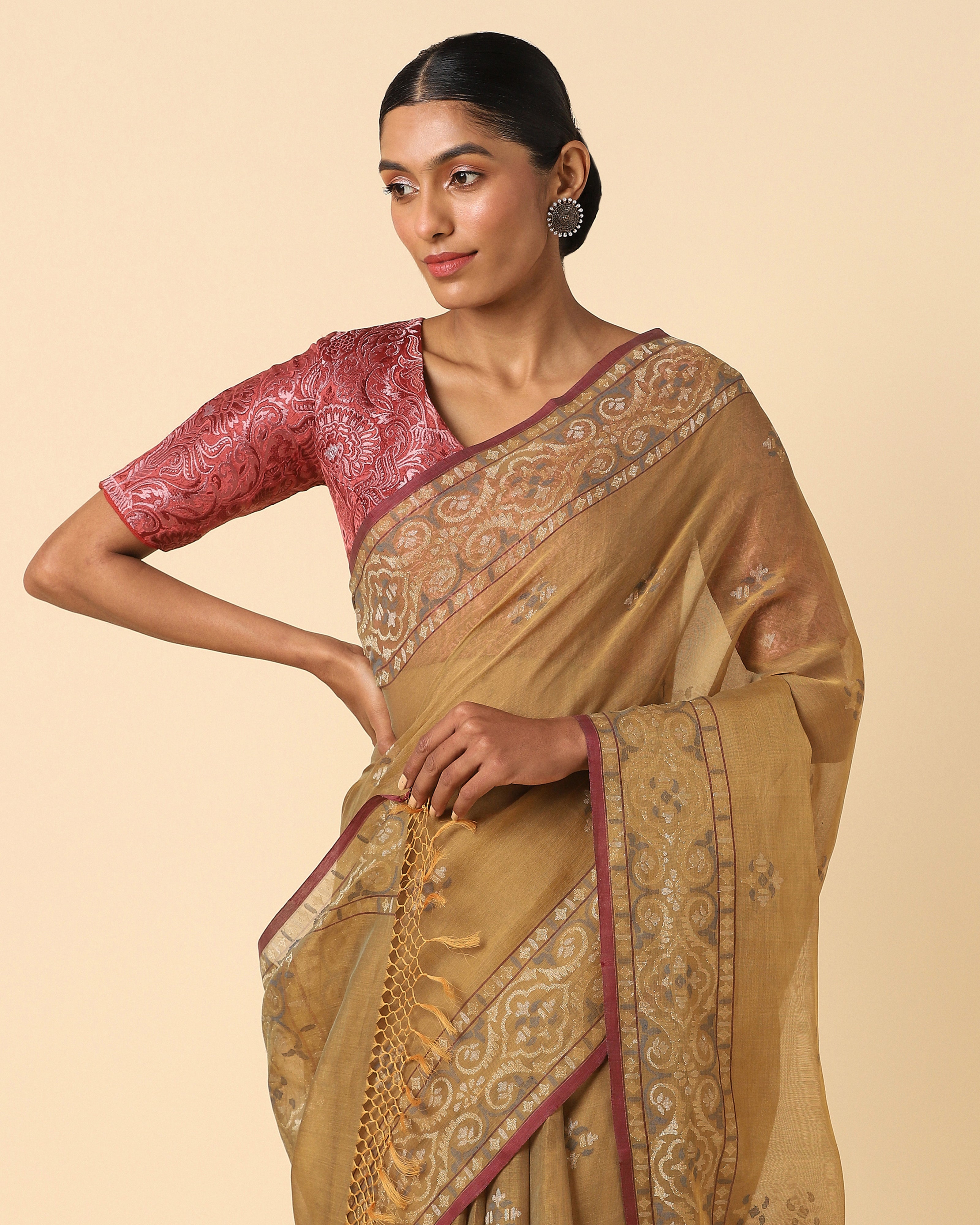 Lahna Banarasi Jamdani Cotton Saree