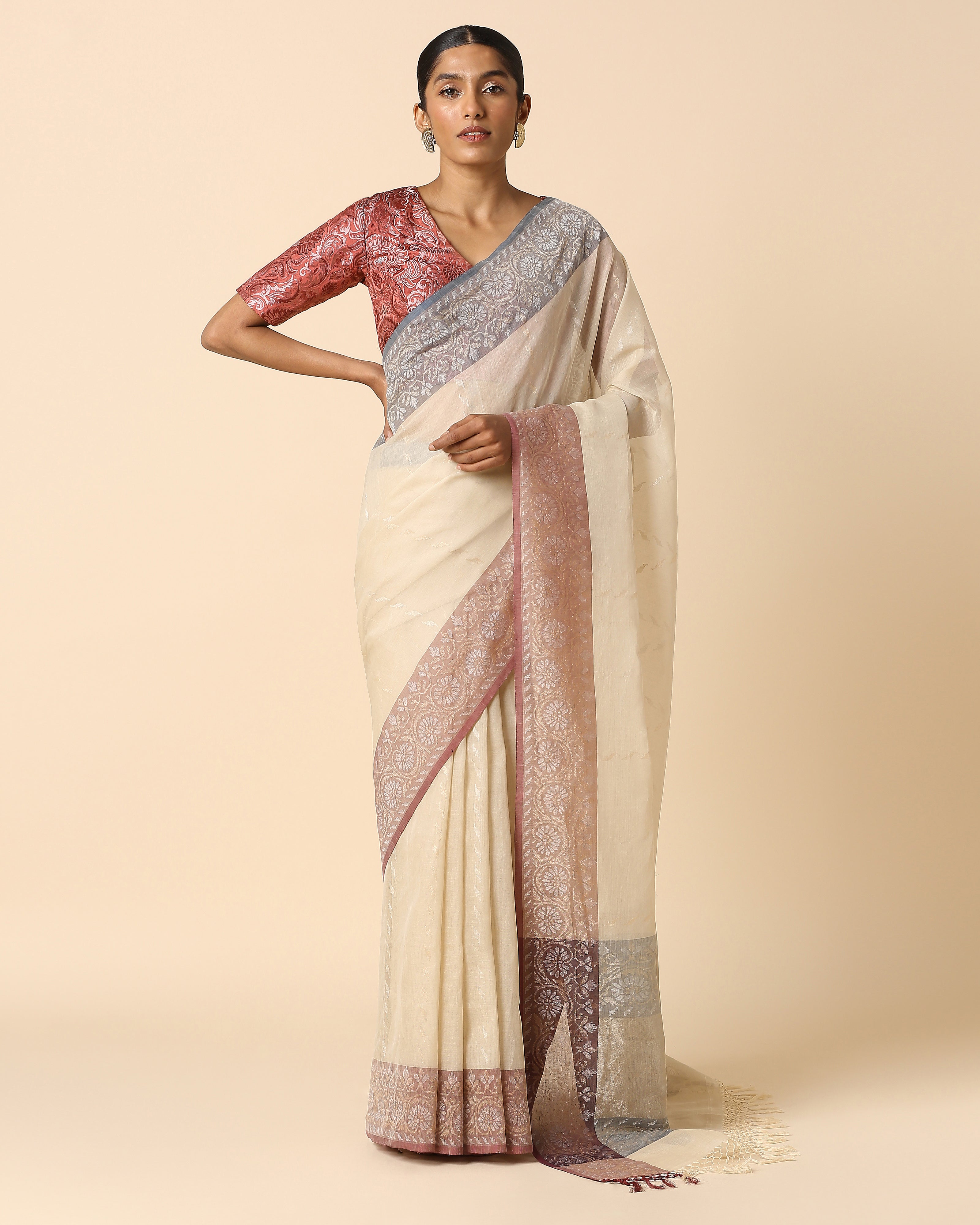 Mahi Banarasi Jamdani Cotton Saree