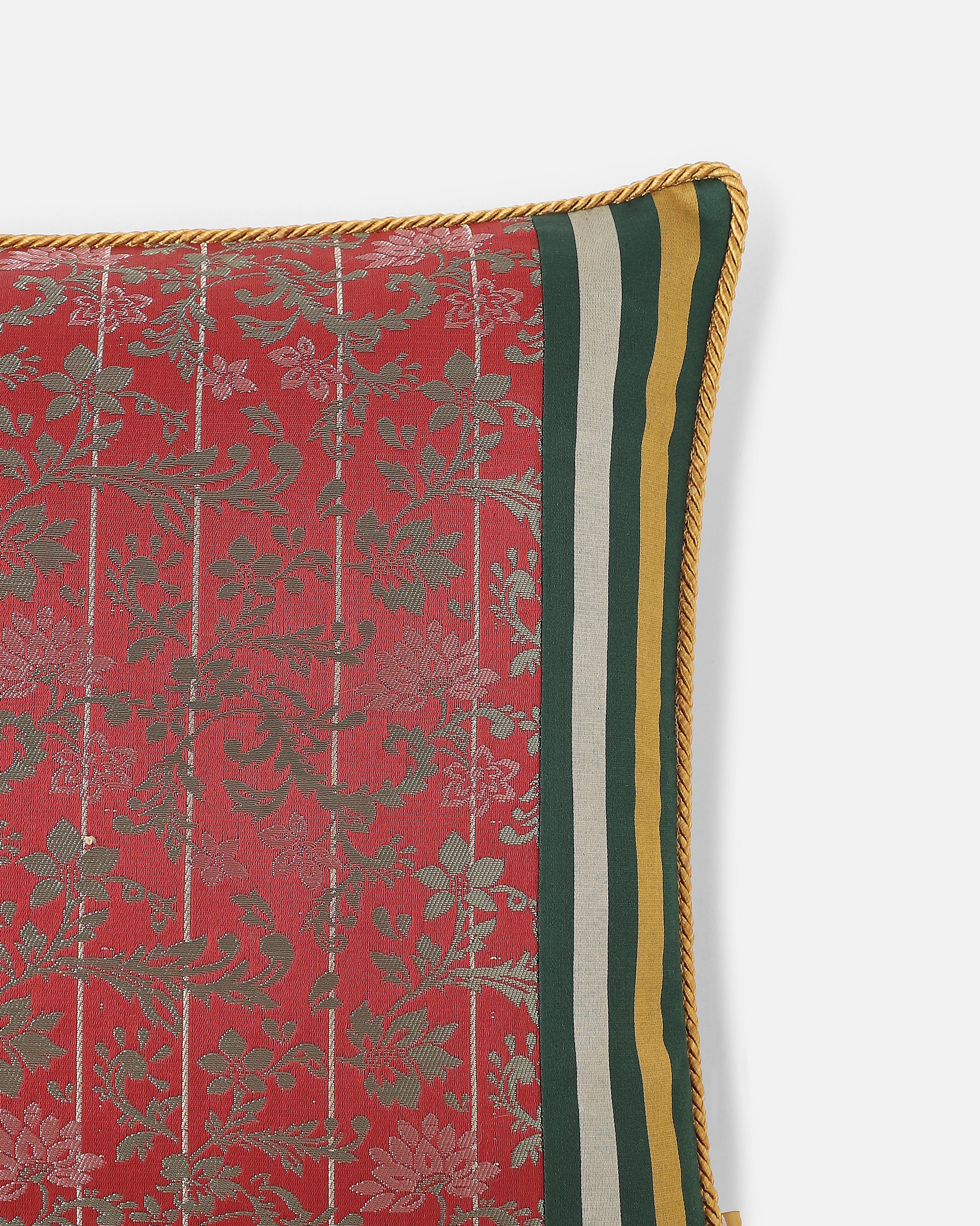 Aleina Banarasi Satin Brocade Silk Viscose Cushion Cover