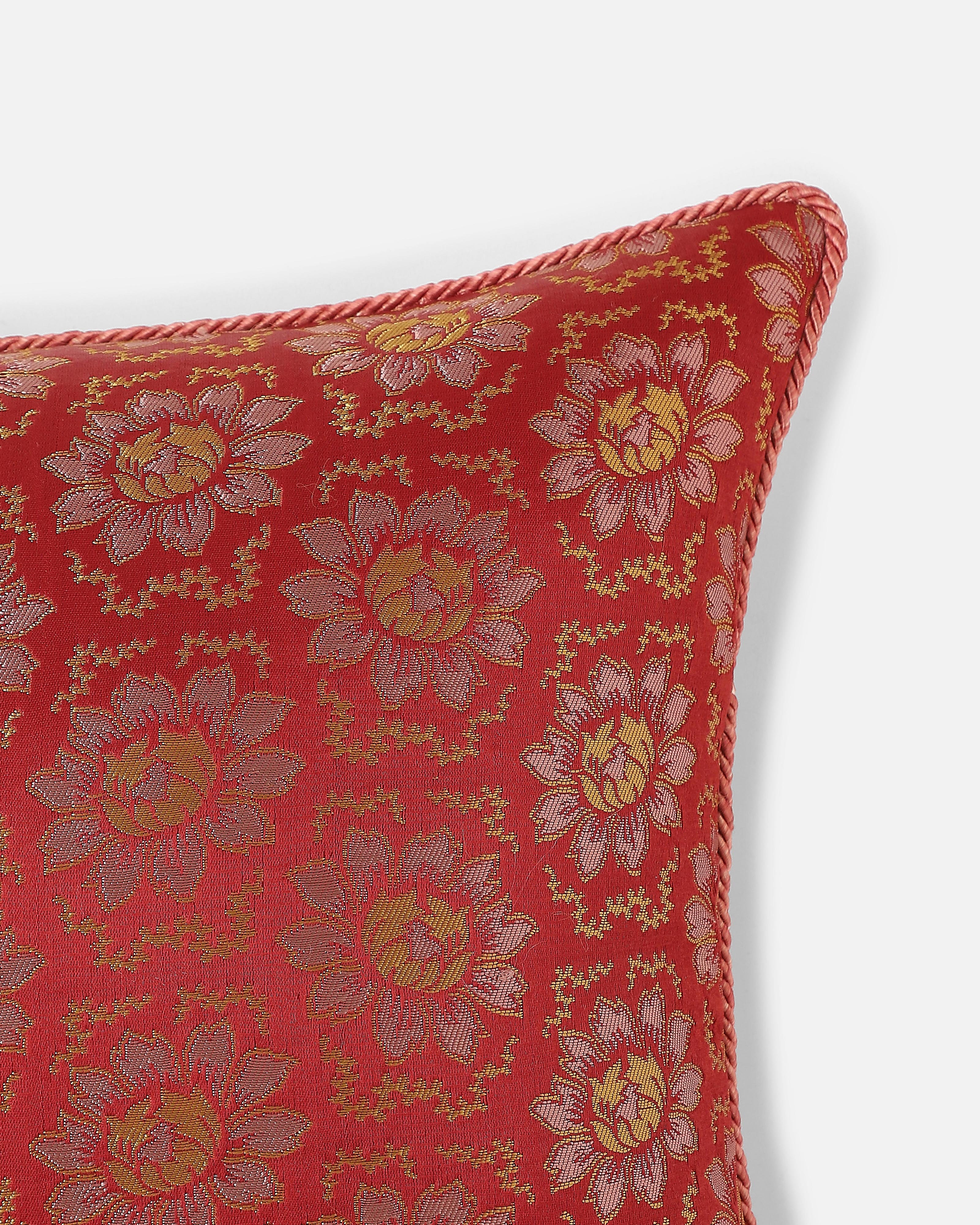 Lev Banarasi Satin Brocade Silk Viscose Cushion Cover