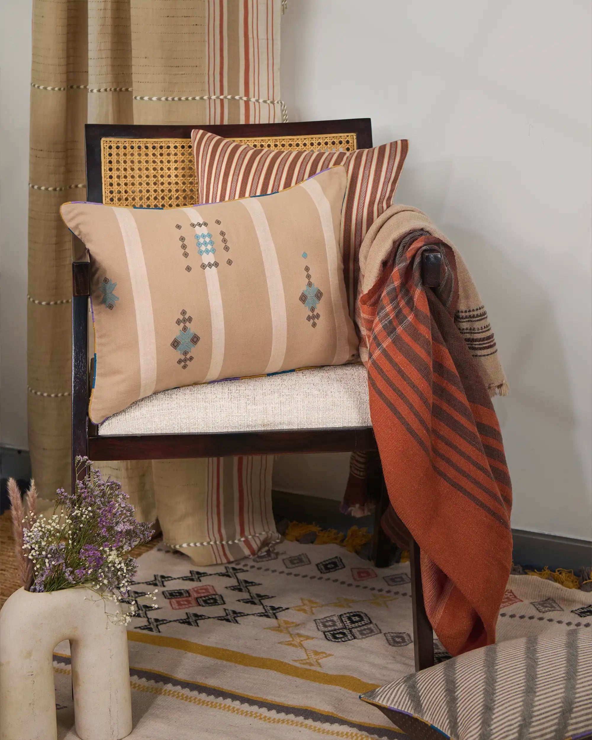 Roha Bhujodi Extra Weft Cotton Cushion Cover