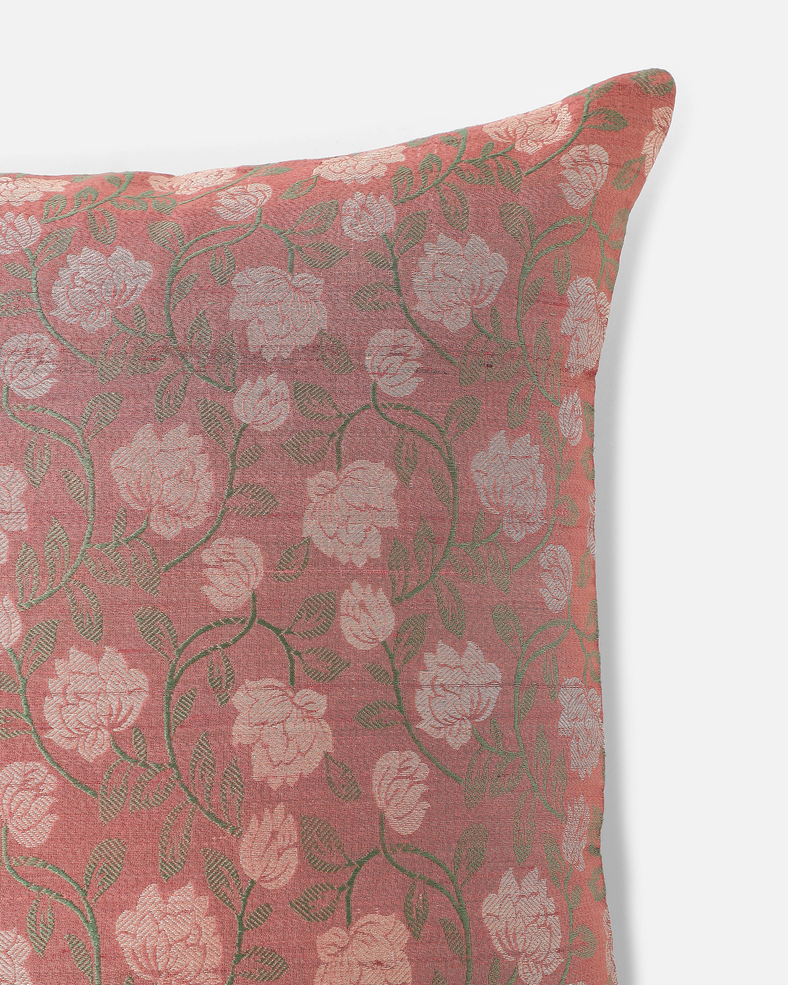 Rozza Banarasi Powdi Silk Cushion Cover