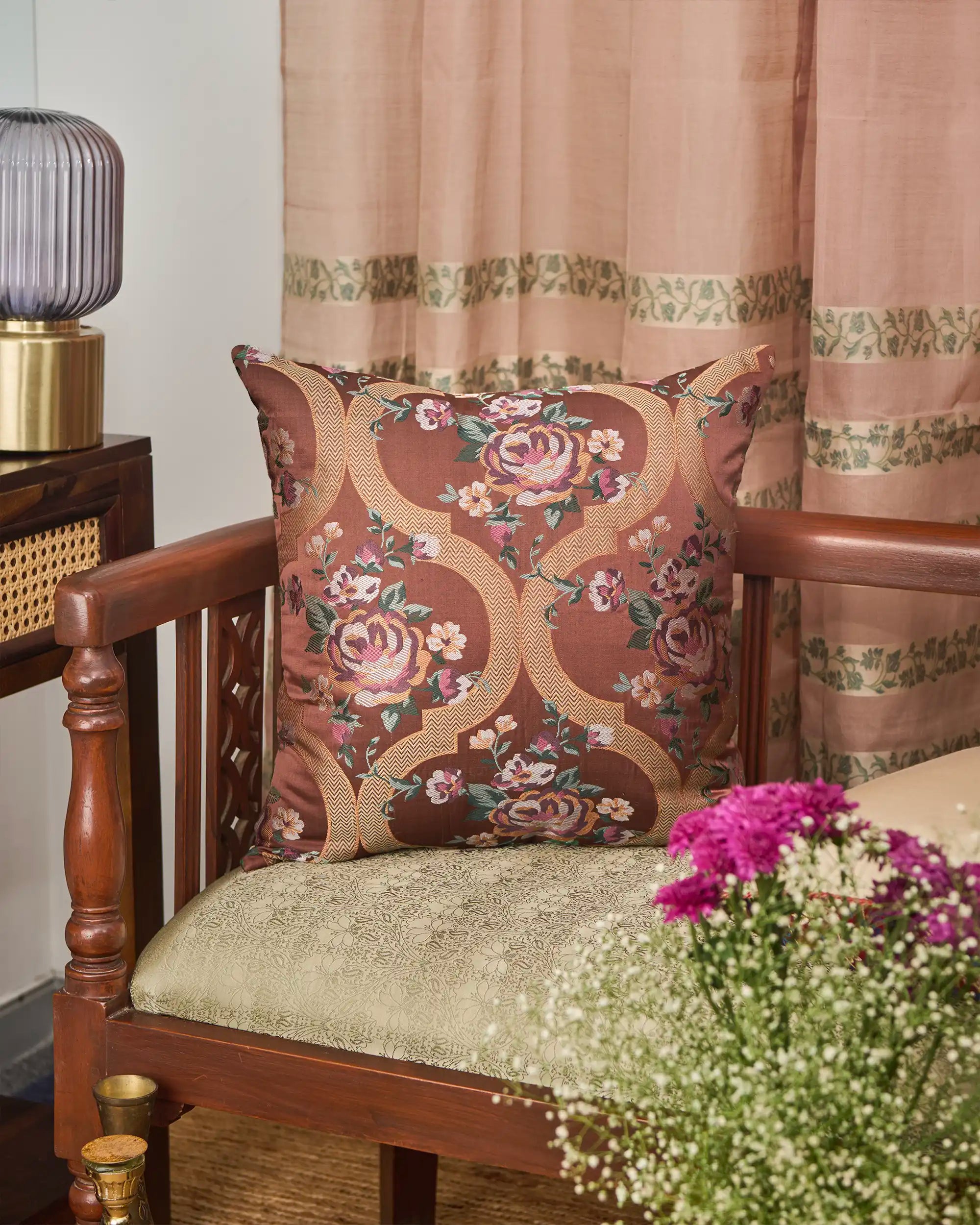 Kia Banarasi Brocade Silk Cotton Cushion Cover