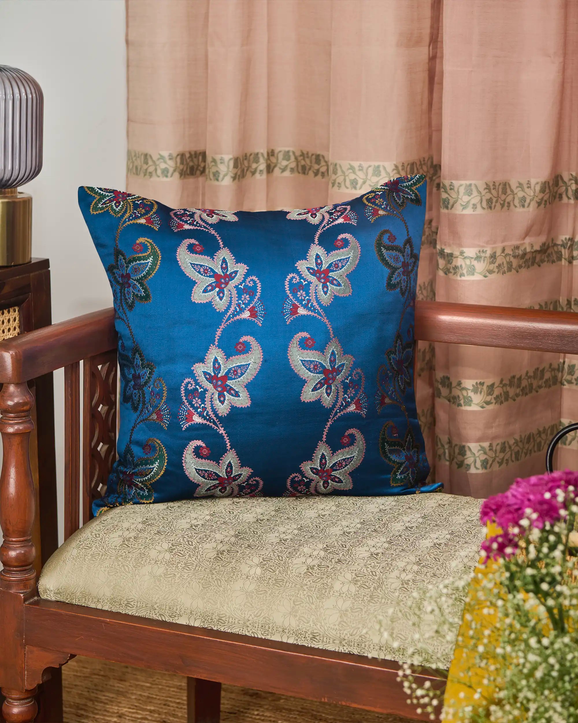 Masha Banarasi Gyasar Silk Viscose Cushion Cover