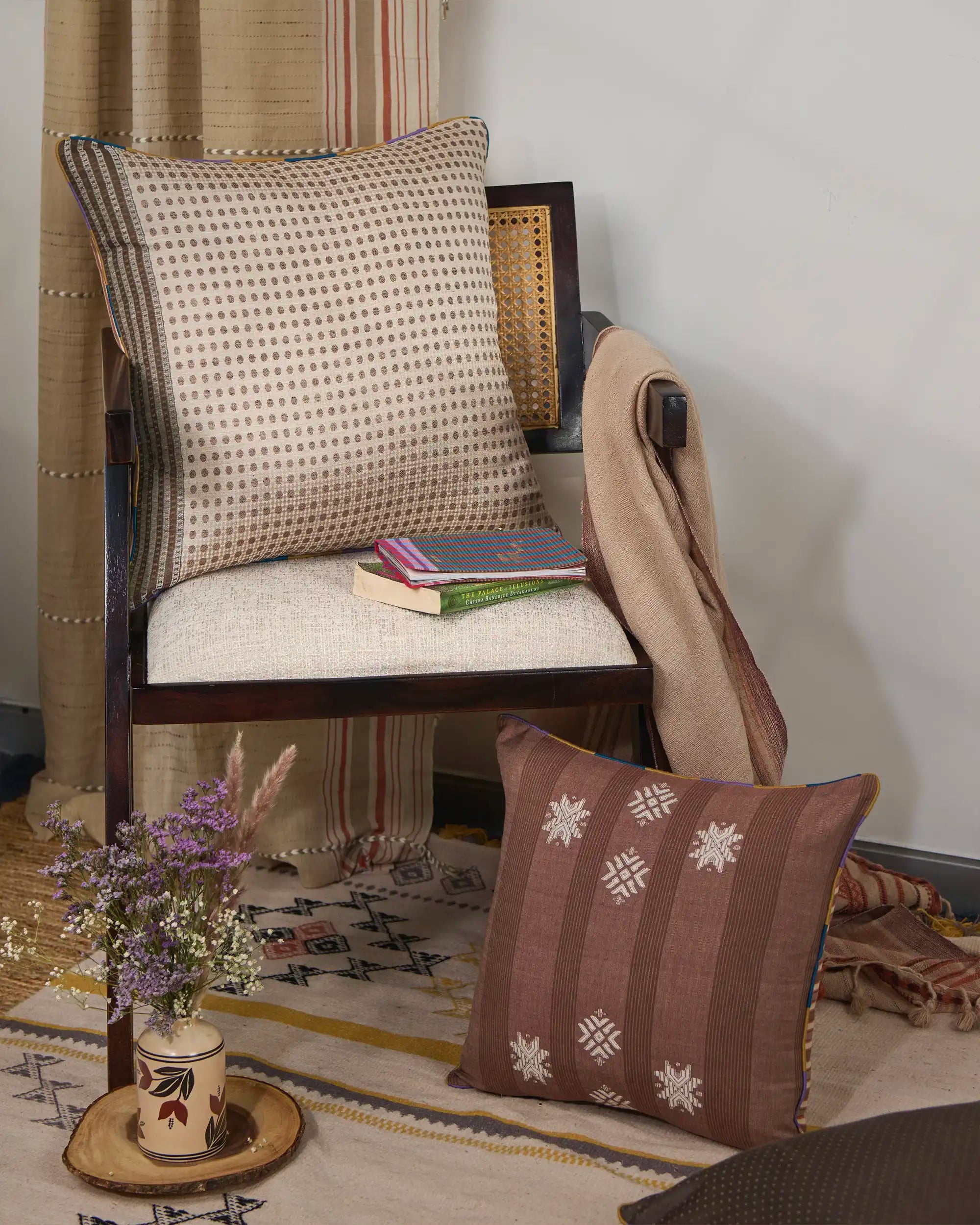 Ramaan Banarasi Tanchoi Silk Linen Cushion Cover