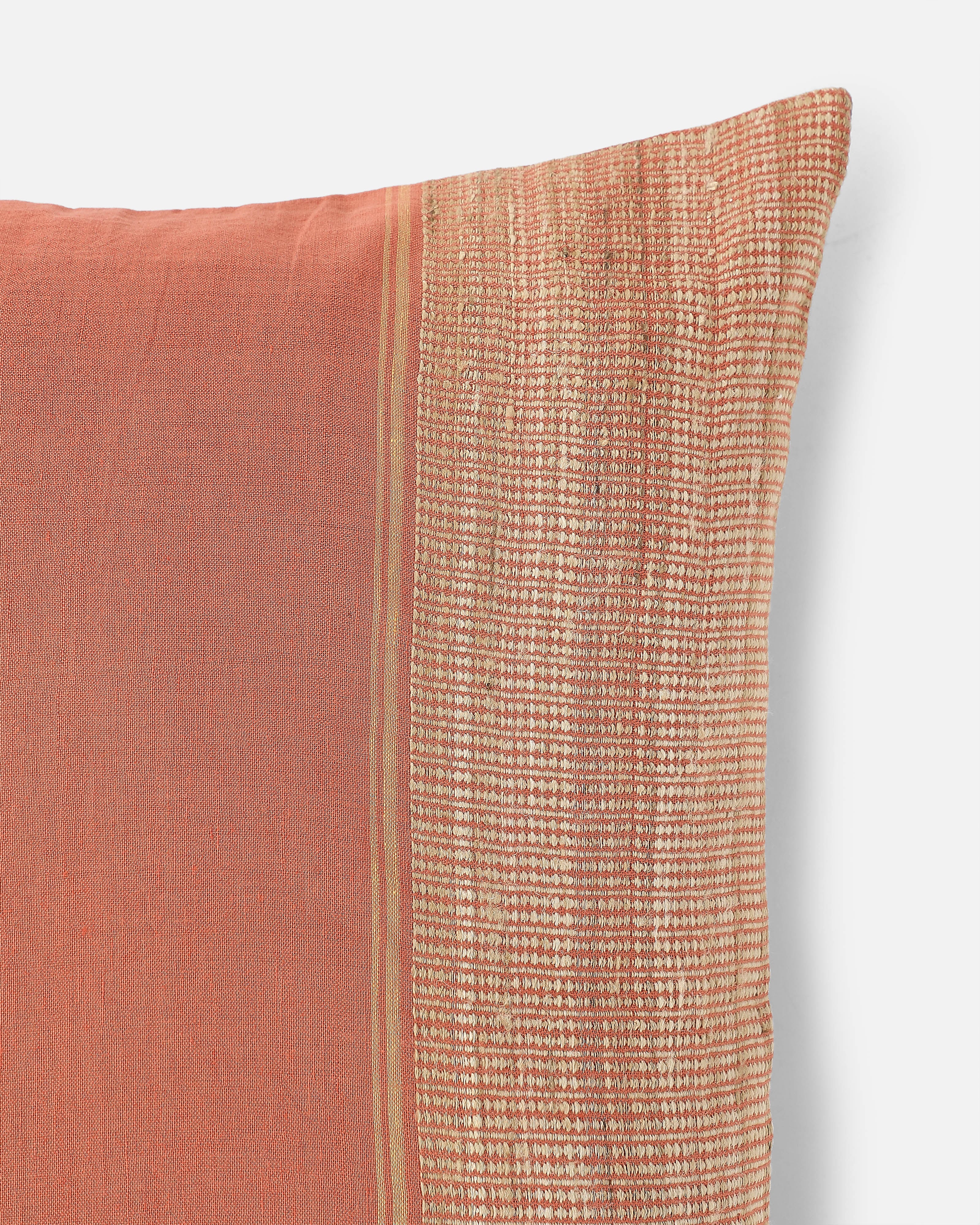 Rhubab Bhujodi Extra Weft Cotton Linen Cushion Cover