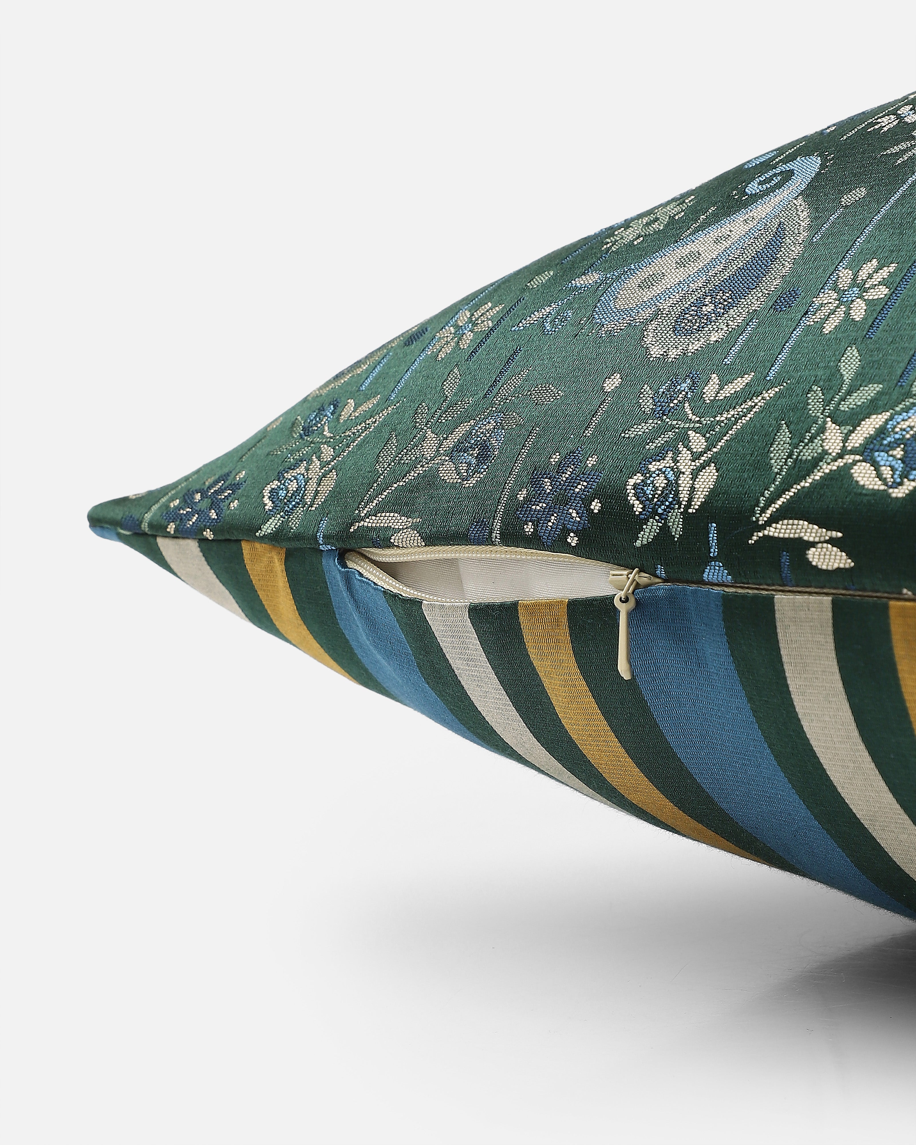 Kostya Banarasi Satin Brocade Silk Viscose Cushion Cover