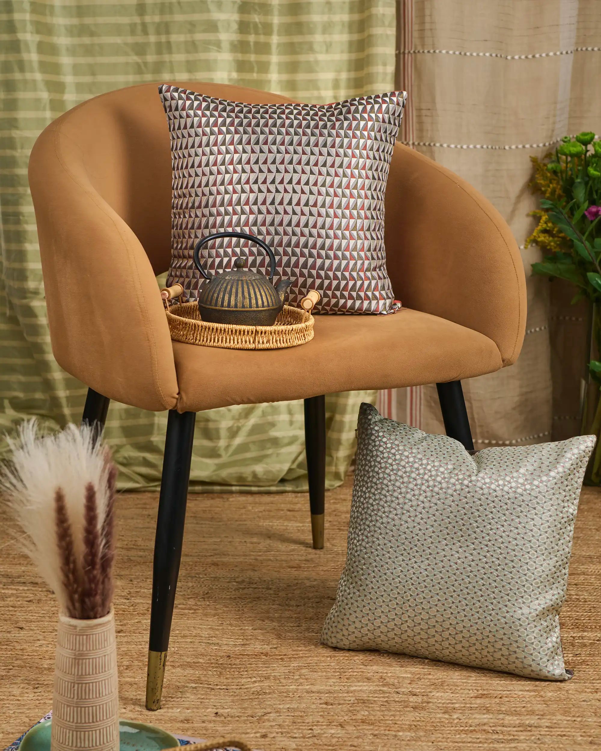Rahua Banarasi Satin Brocade Silk Viscose Cushion Cover