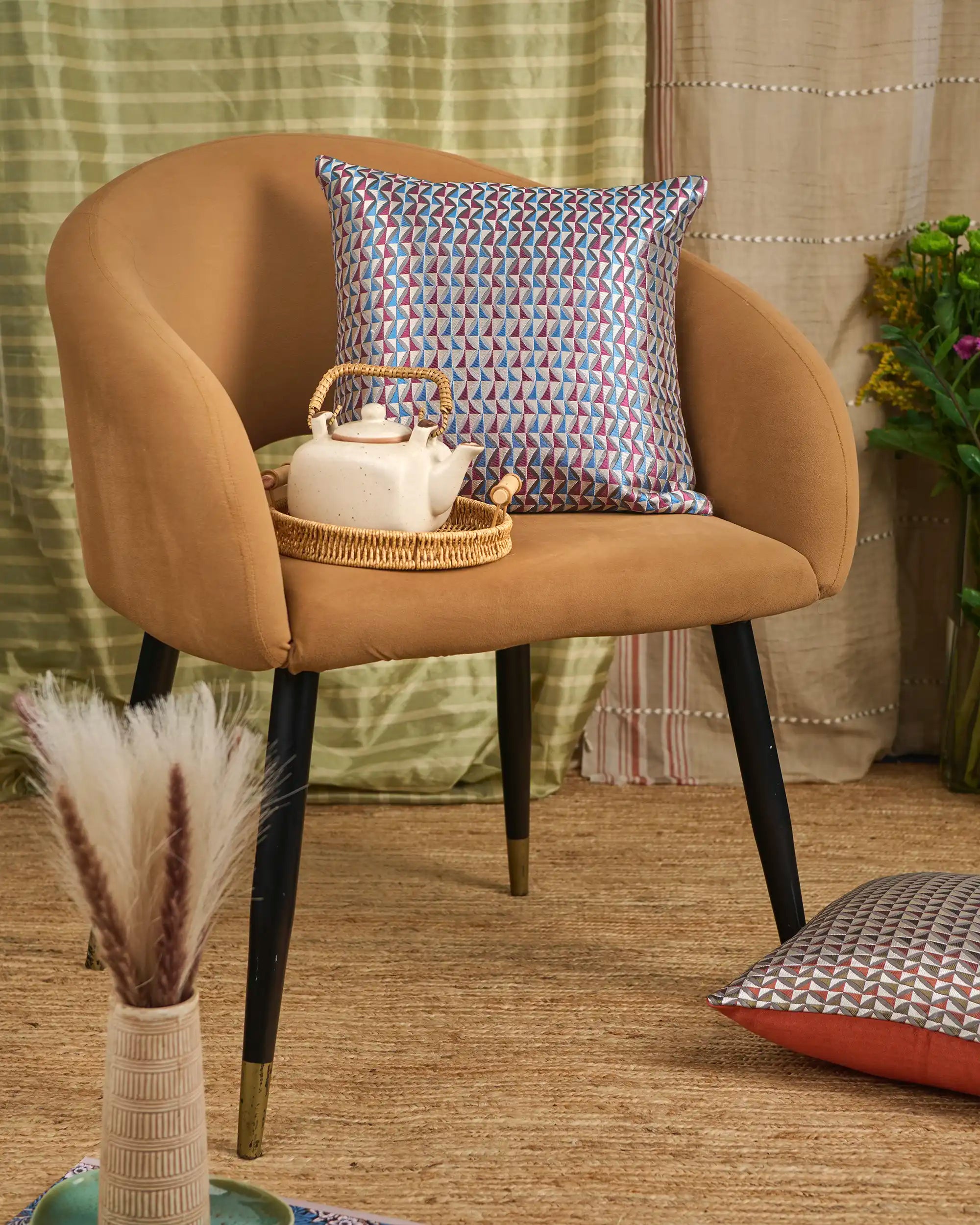 Rahua Banarasi Satin Brocade Silk Viscose Cushion Cover