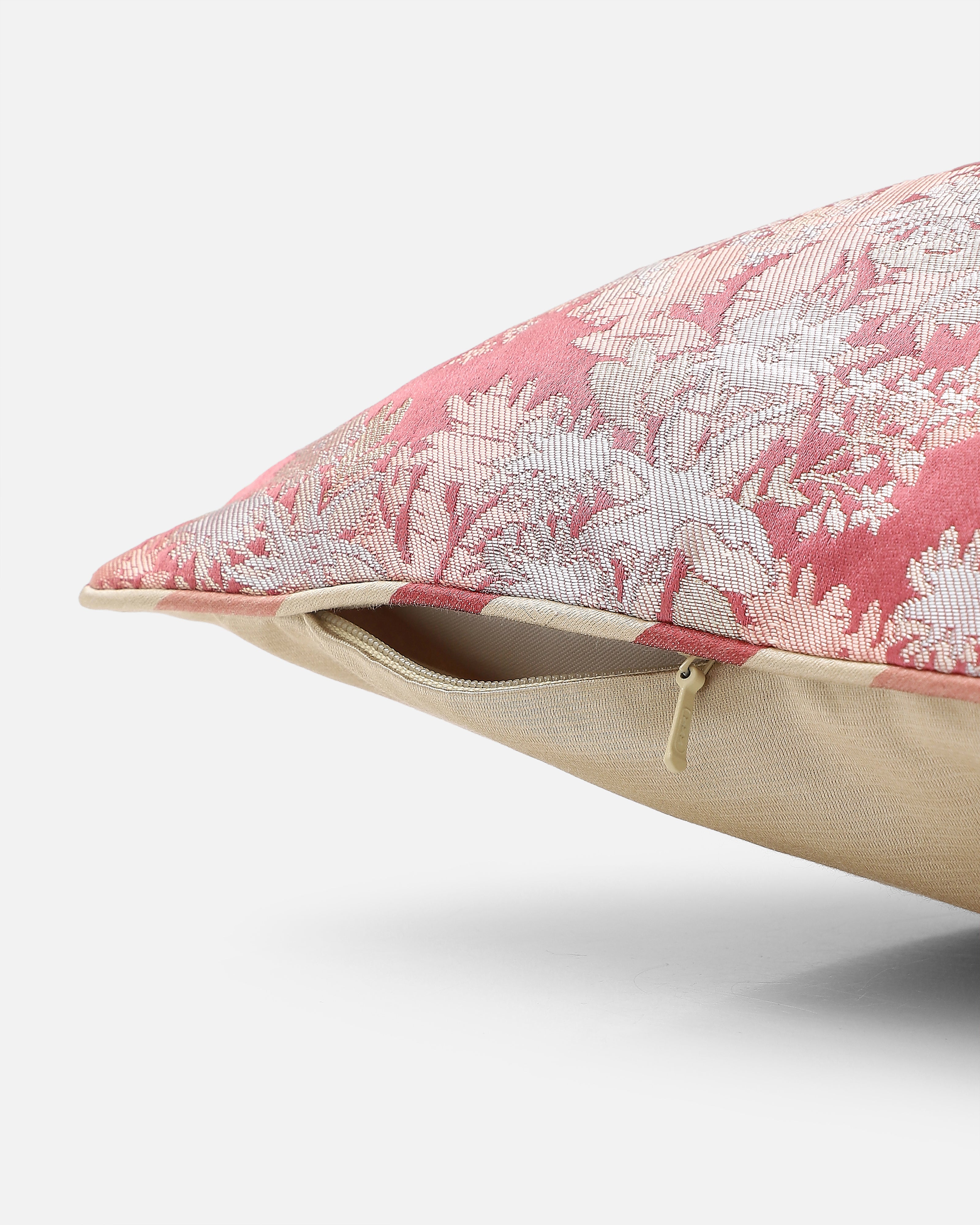 Merai Banarasi Satin Brocade Silk Viscose Cushion Cover