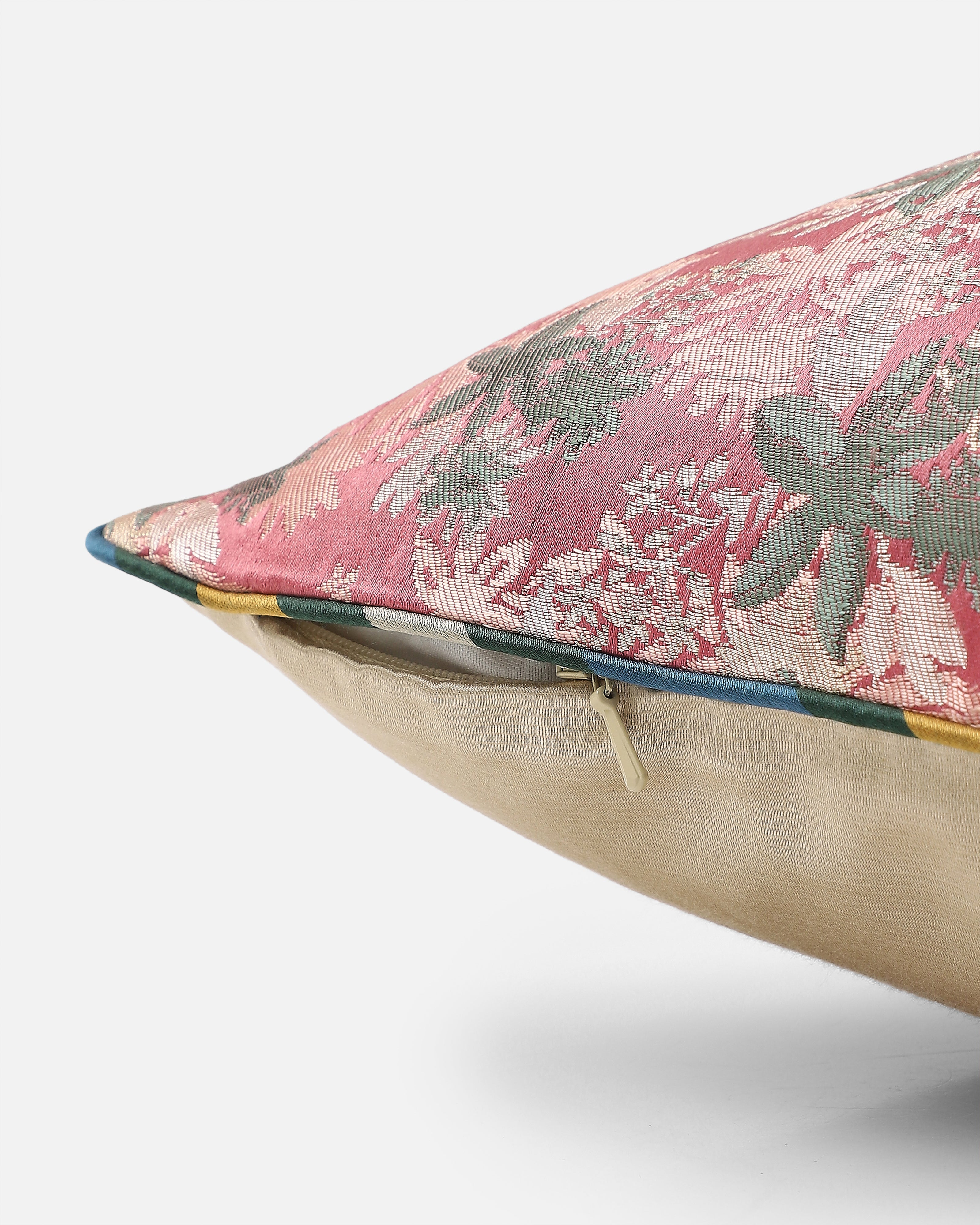 Merai Banarasi Satin Brocade Silk Viscose Cushion Cover