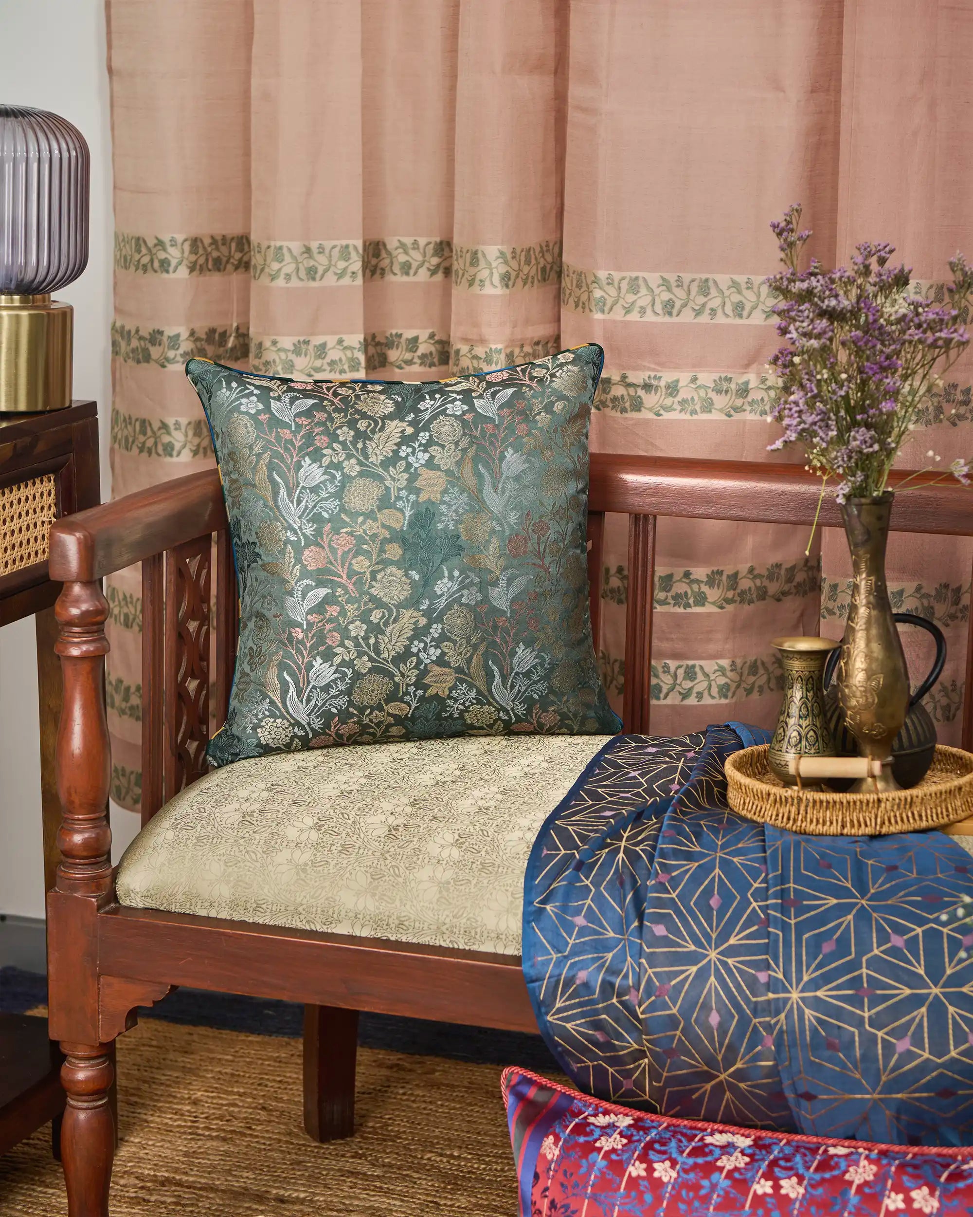 Aakay Banarasi Brocade Silk Viscose Cushion Cover