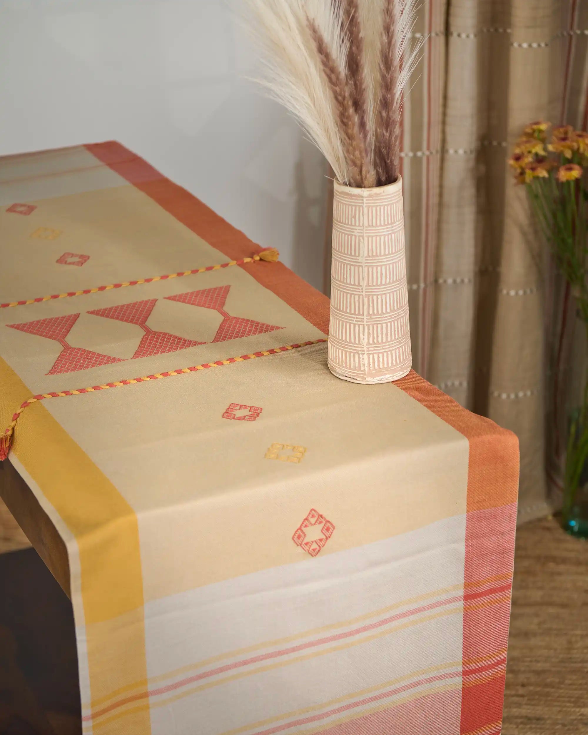 Som Bhujodi Extra Weft Cotton Table Runner