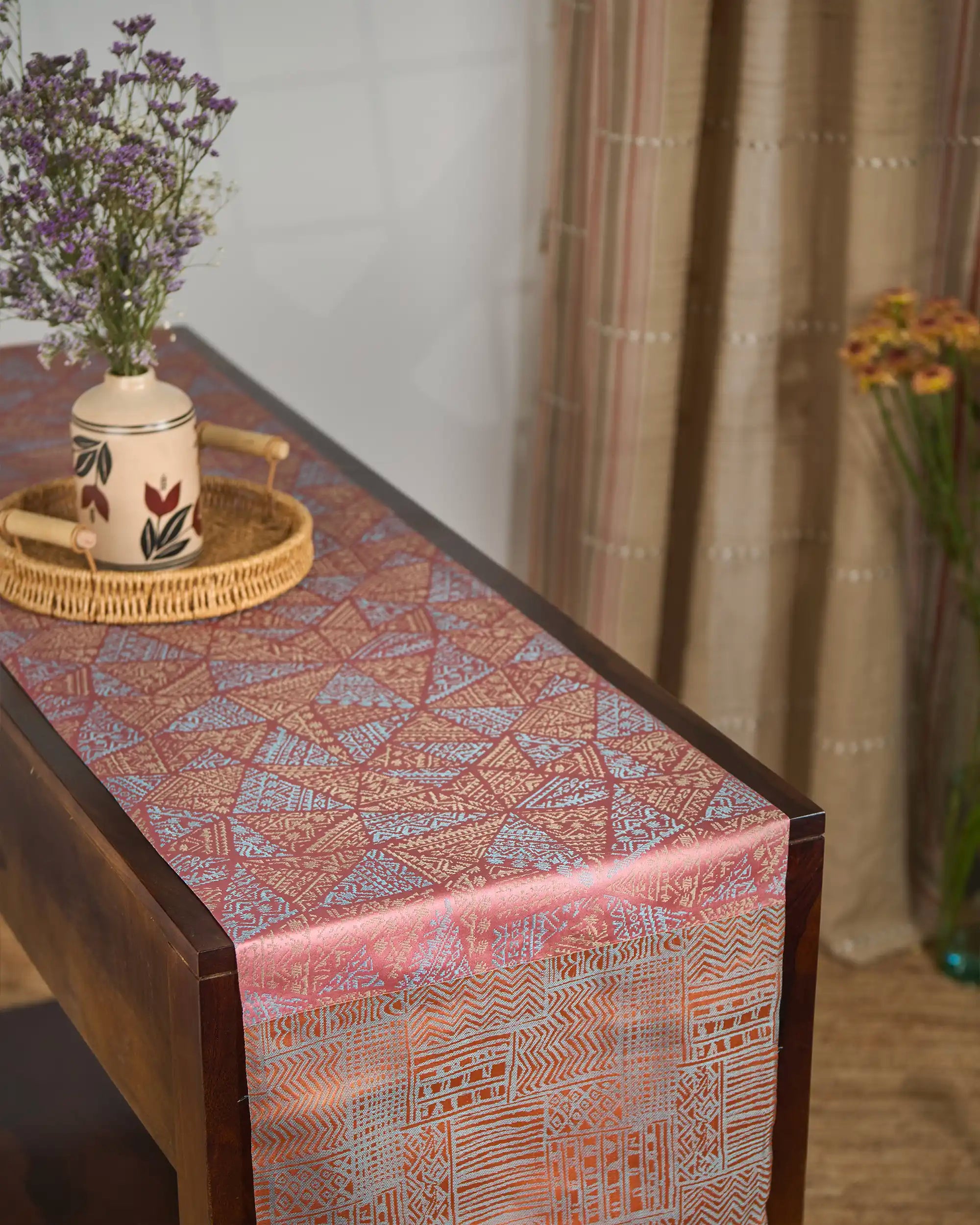 Pranav Banarasi Tanchoi Silk Table Runner
