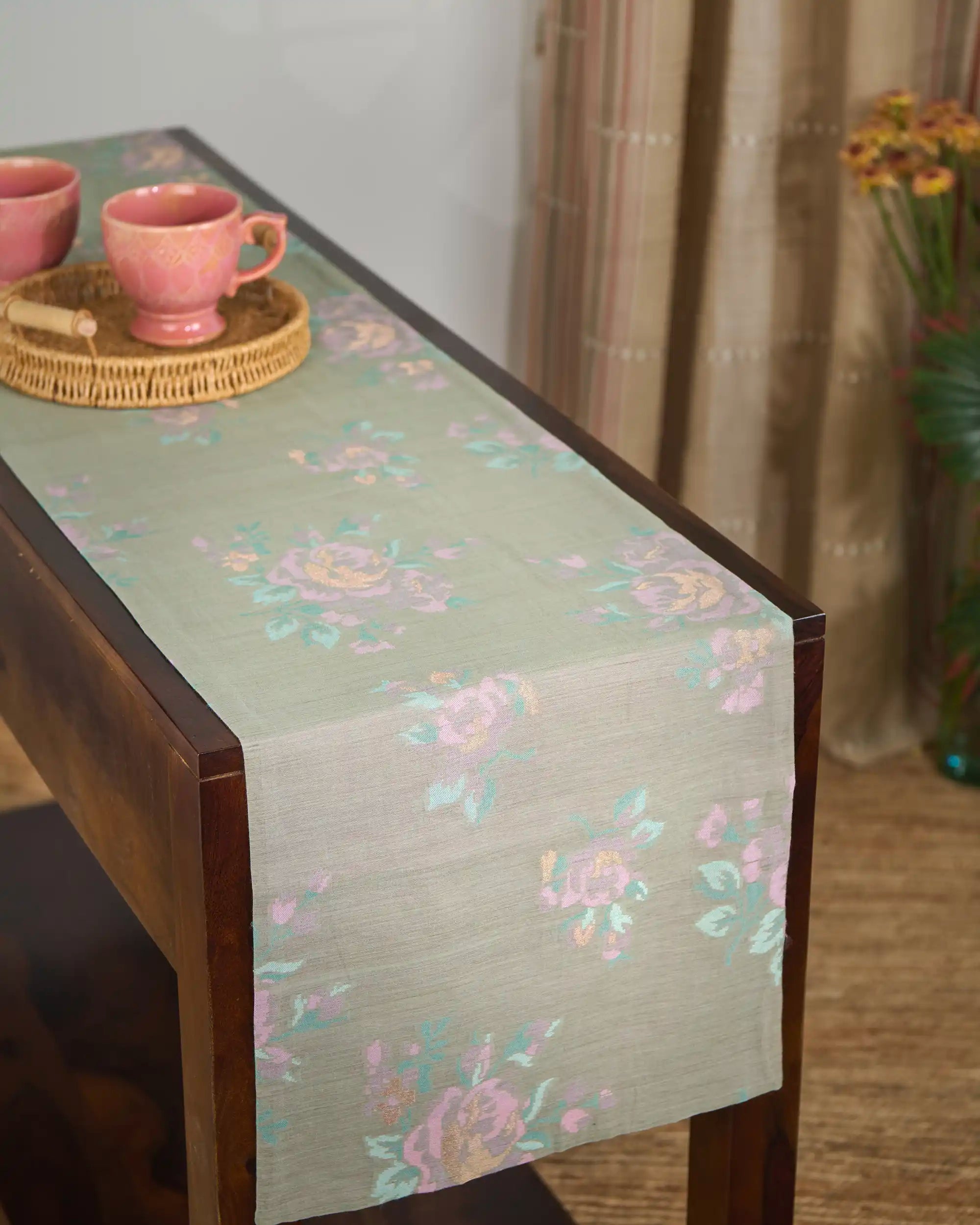 Eela Runner Banarasi Powdi Silk Table Runner
