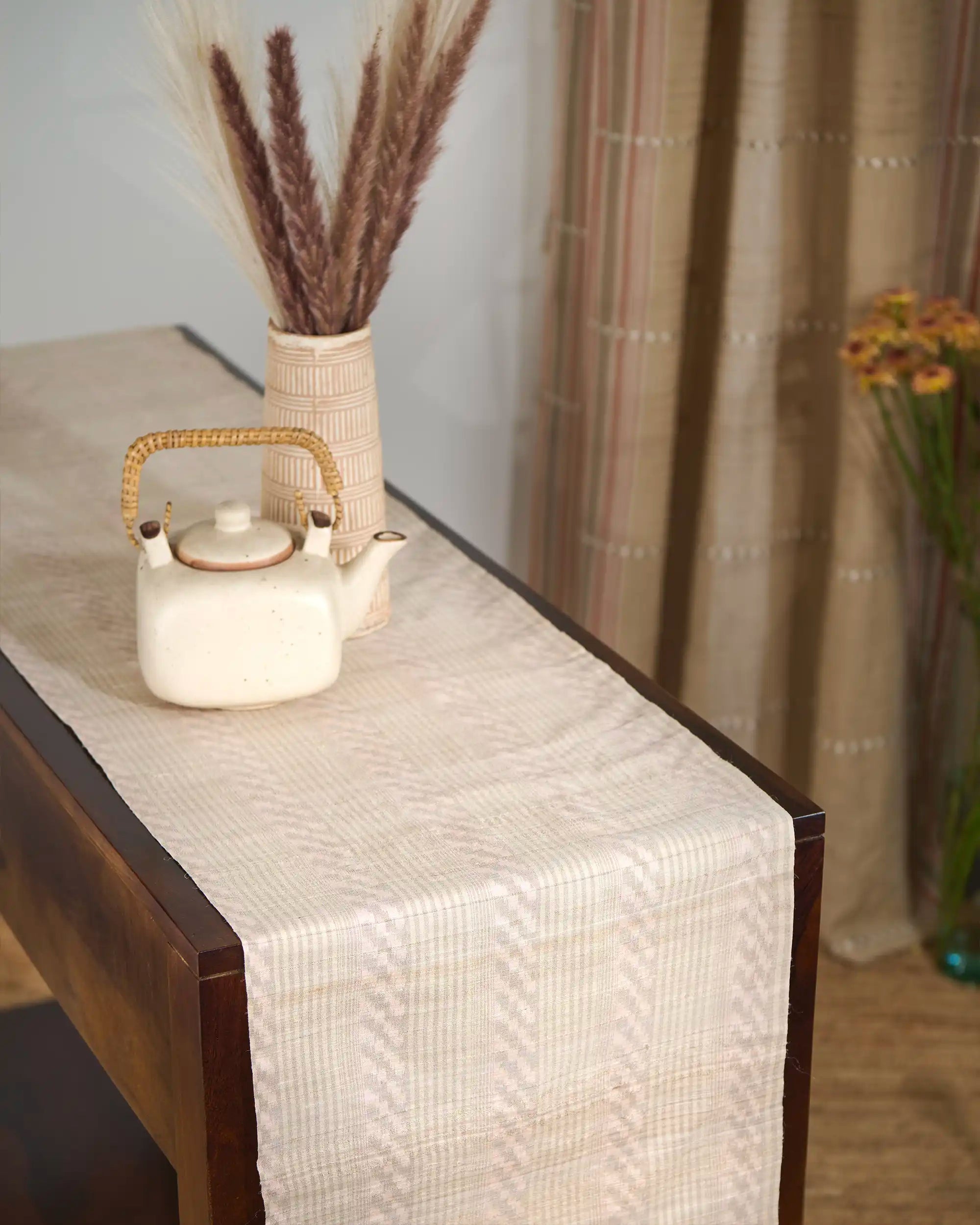 Sinu Pochampally Warp Ikat Silk Table Runner