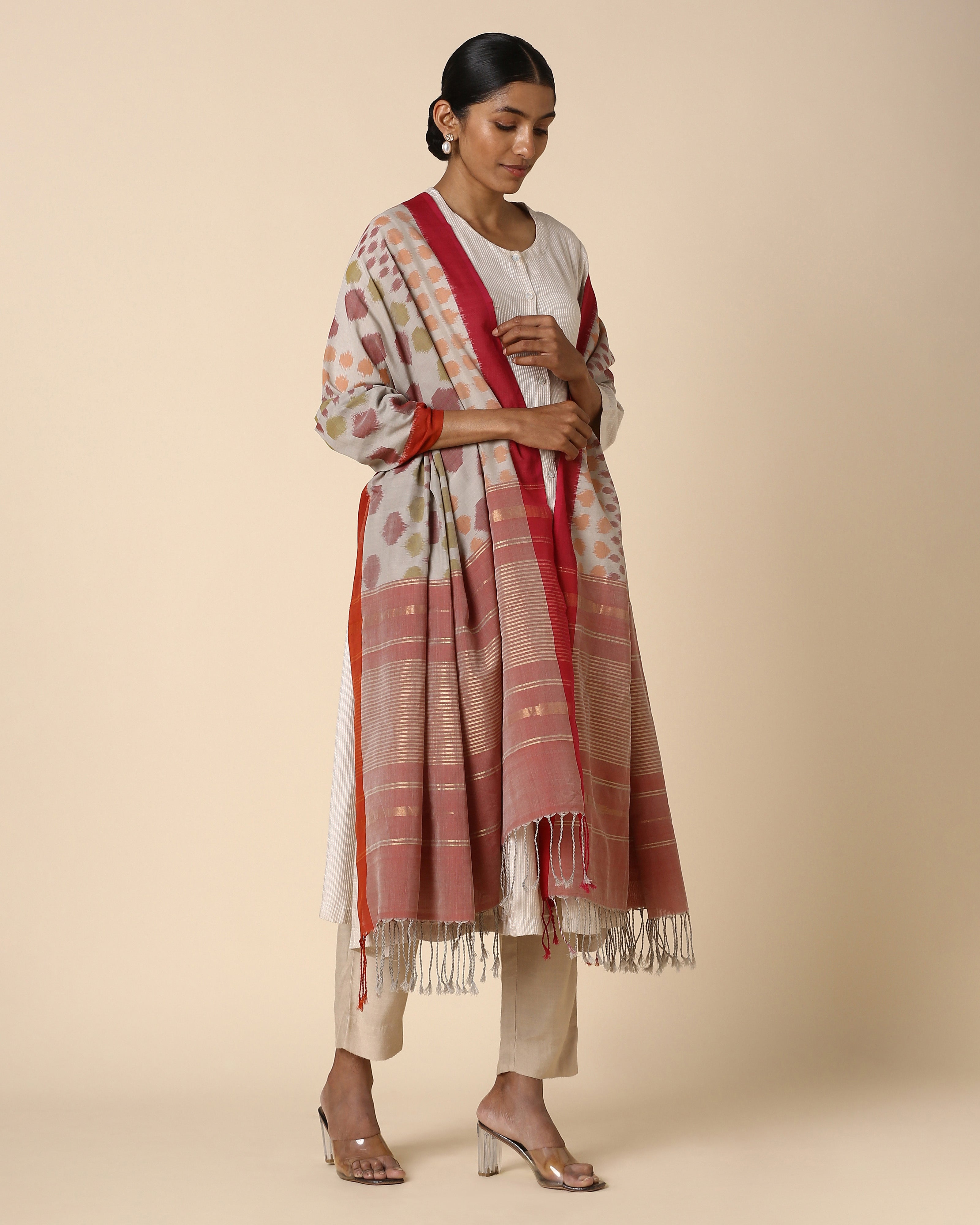 Nurvi Pochampally Weft Ikat Cotton Dupatta