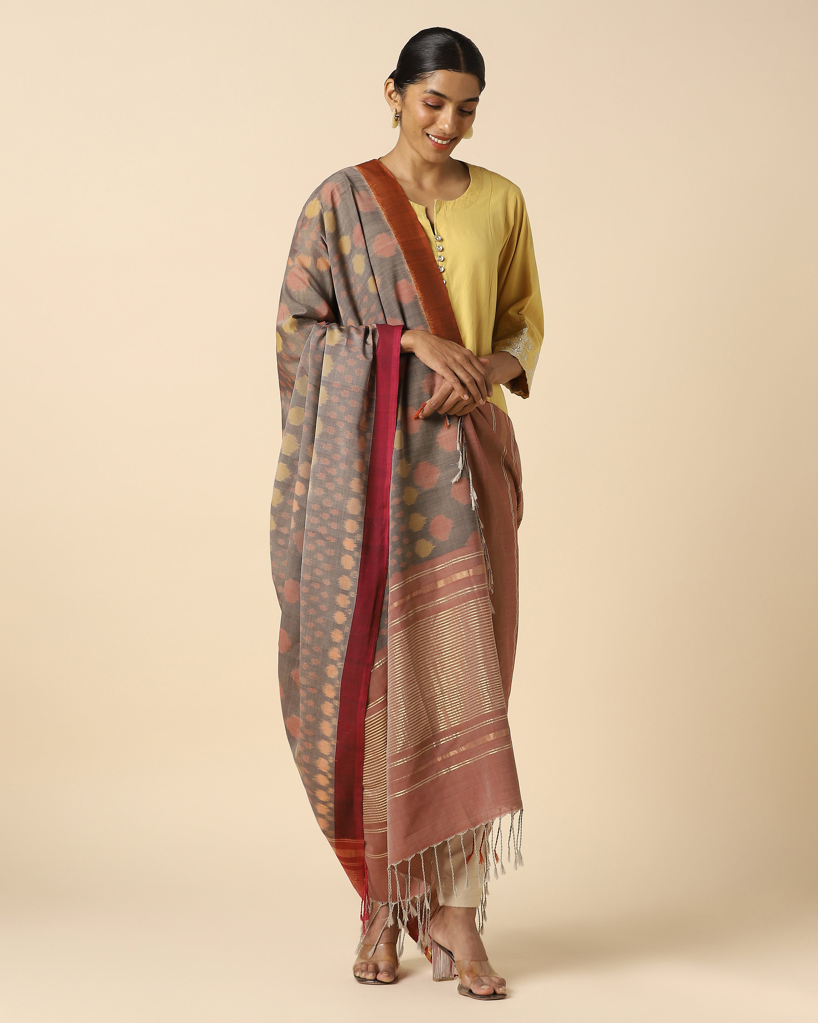 Nurvi Pochampally Weft Ikat Cotton Dupatta