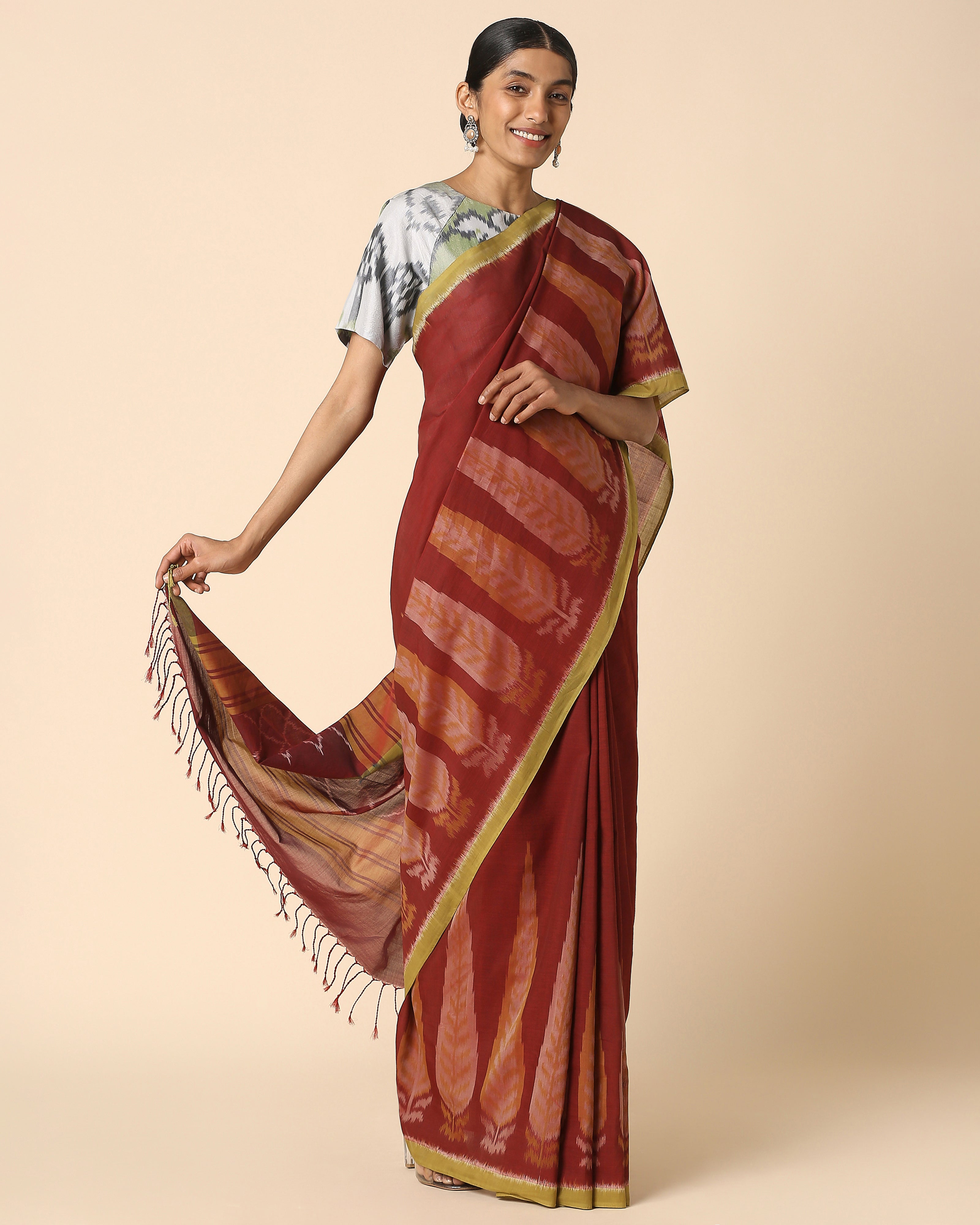 Zeb Pochampally Weft Ikat Cotton Saree
