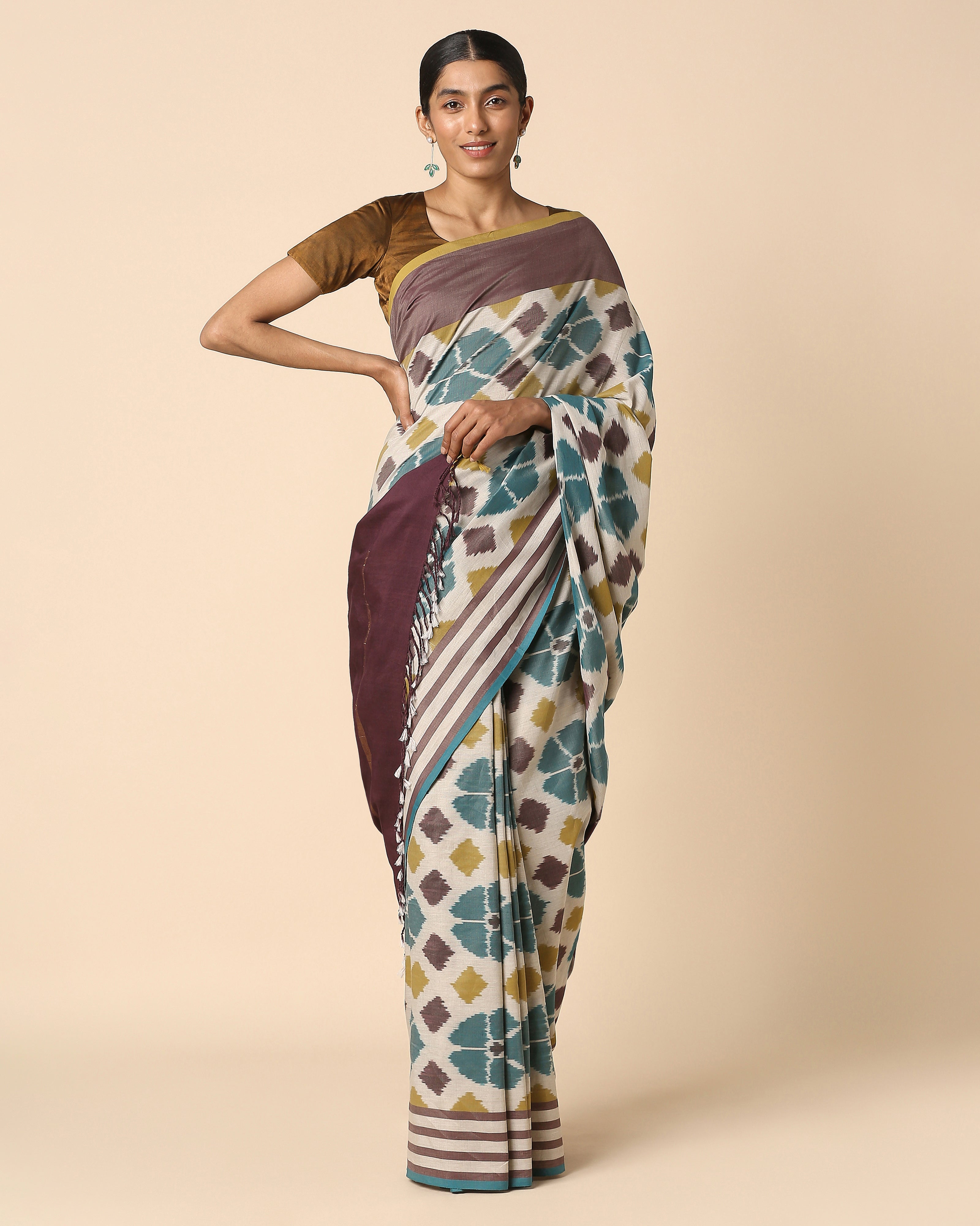 Esta Pochampally Warp Ikat Cotton Saree