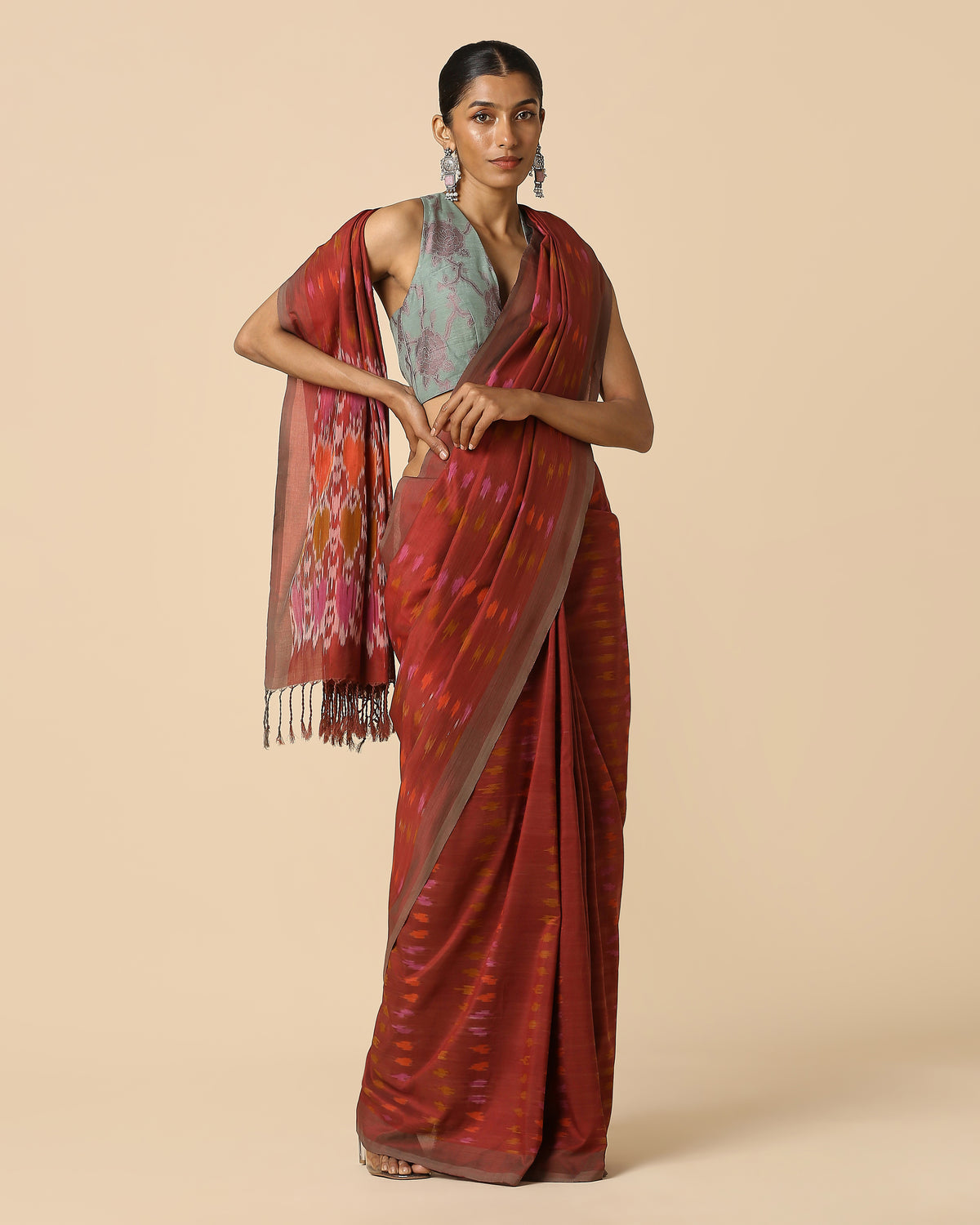 Gamish Pochampally Warp Ikat Cotton Saree