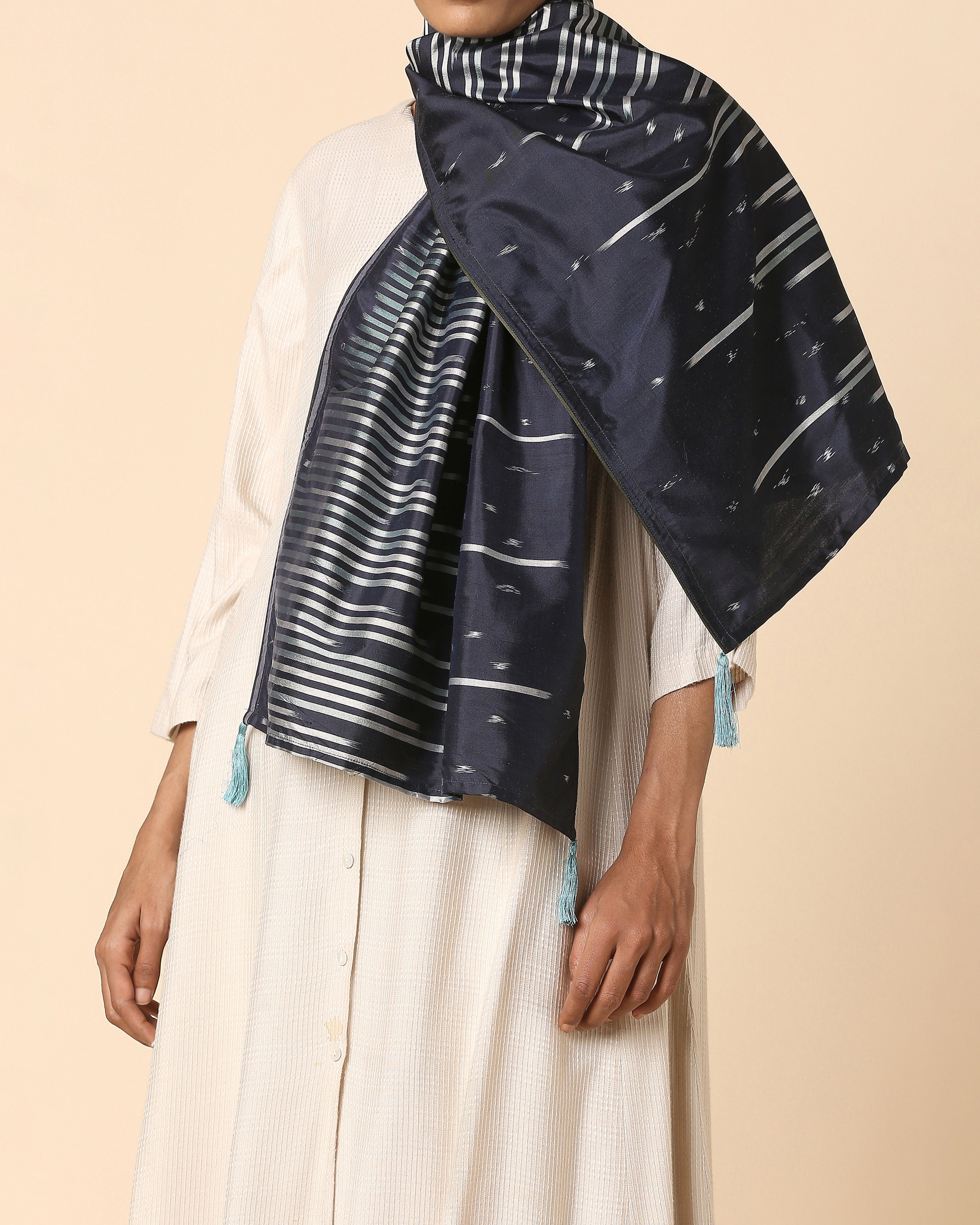 Aariz Pochampally Weft Ikat Silk Stole