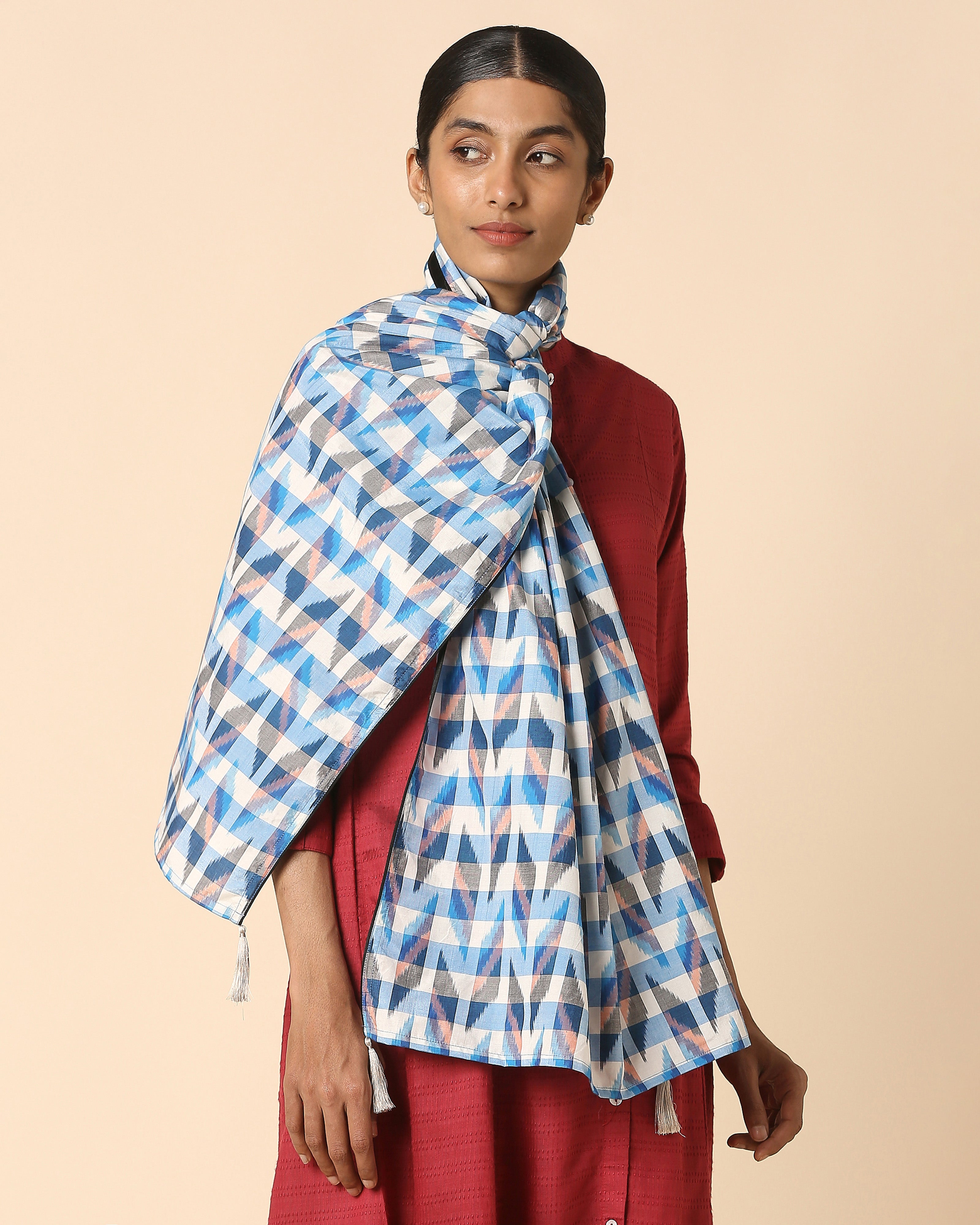 Haroon Pochampally Warp Ikat Silk Cotton Stole