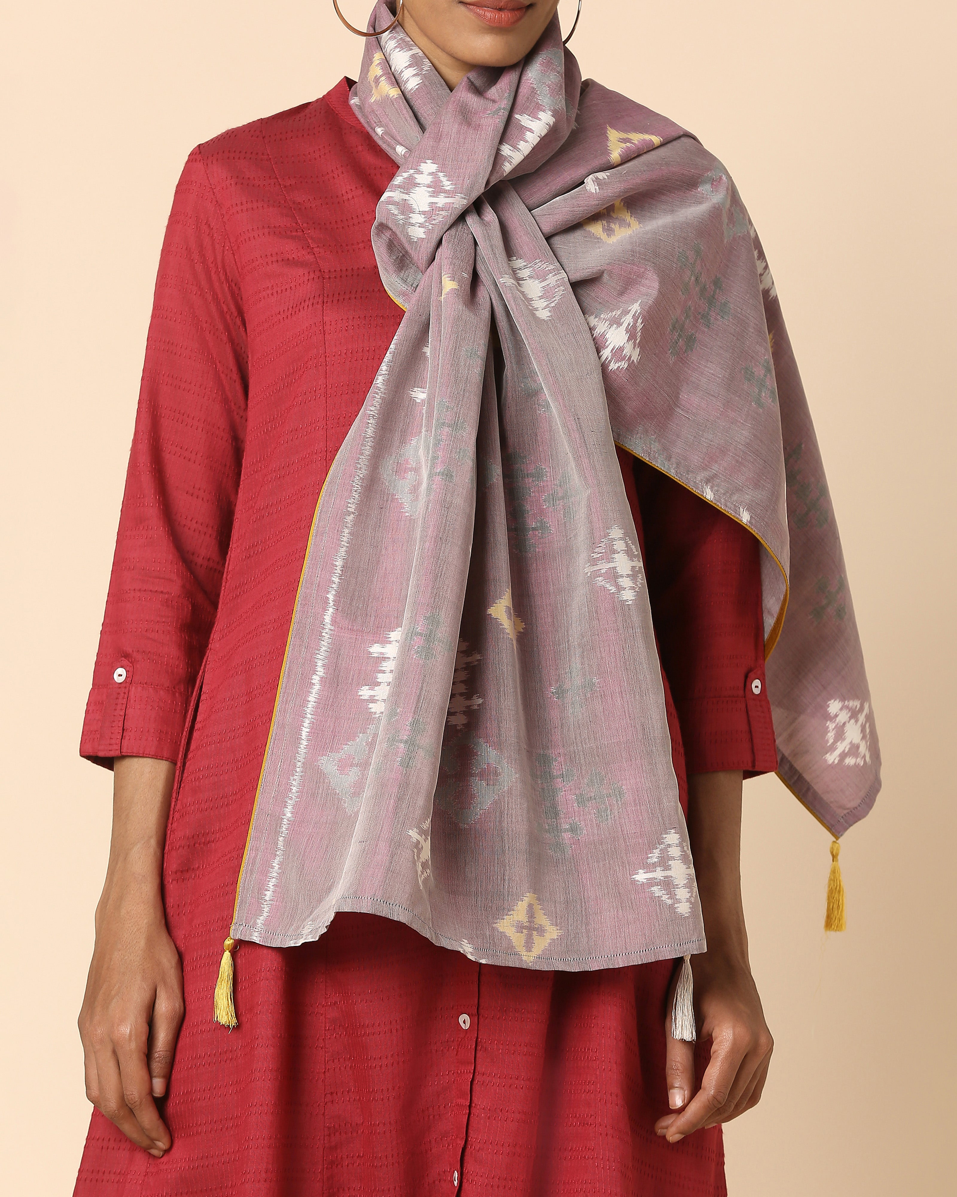 Malika Pochampally Weft Ikat Cotton Silk Stole