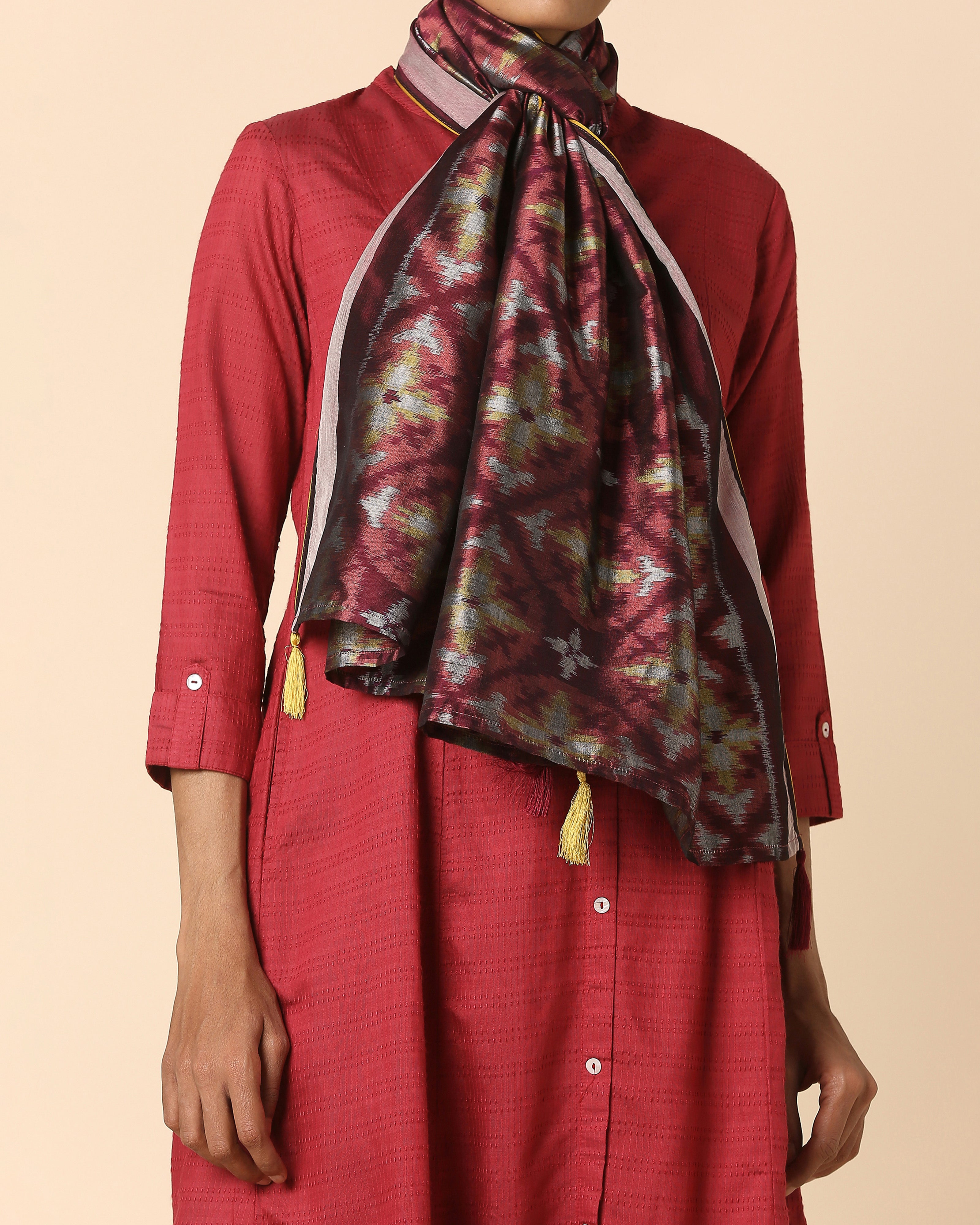 Abheri Pochampally Weft Ikat Cotton Silk Stole