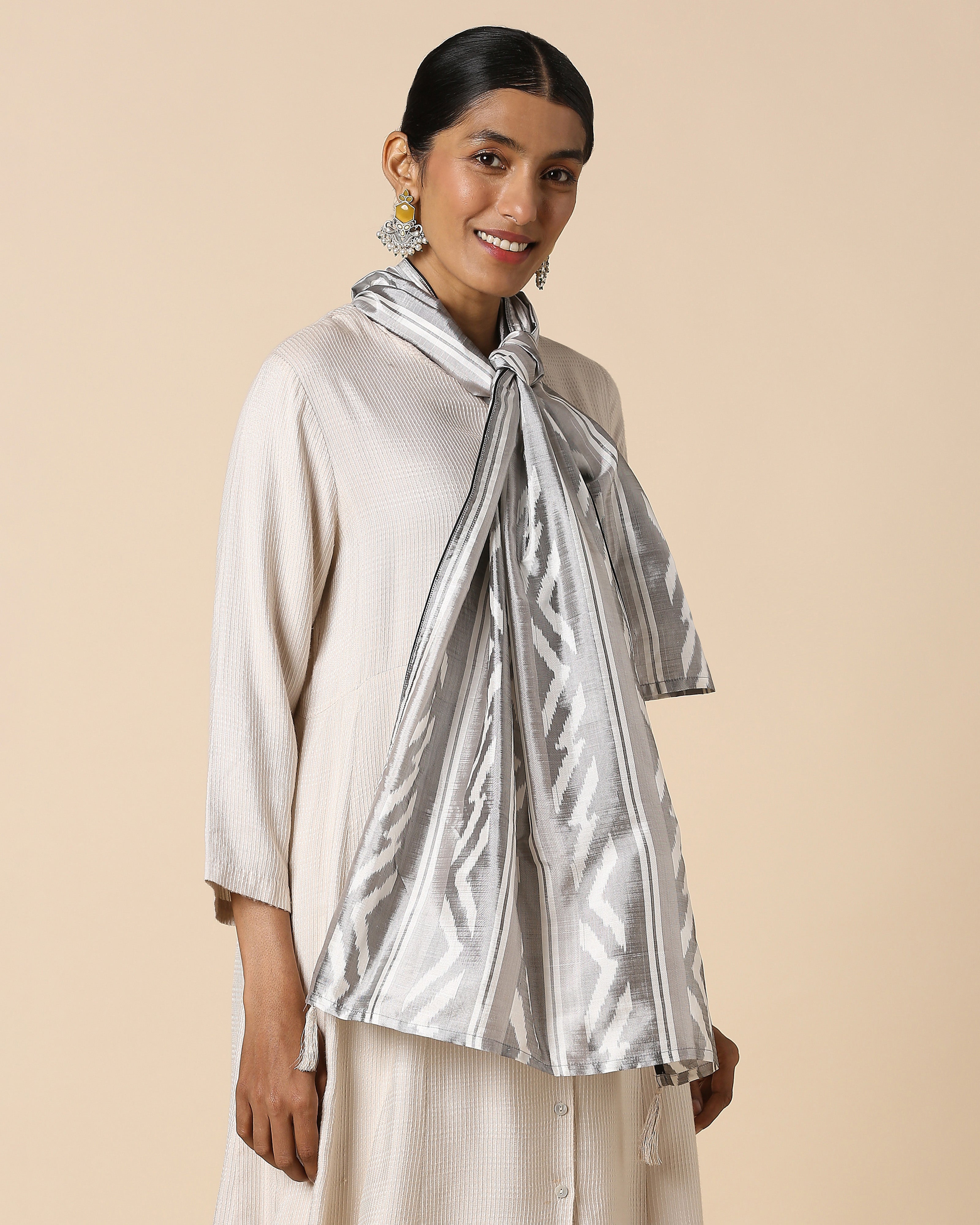 Minali Pochampally Warp Ikat Silk Stole