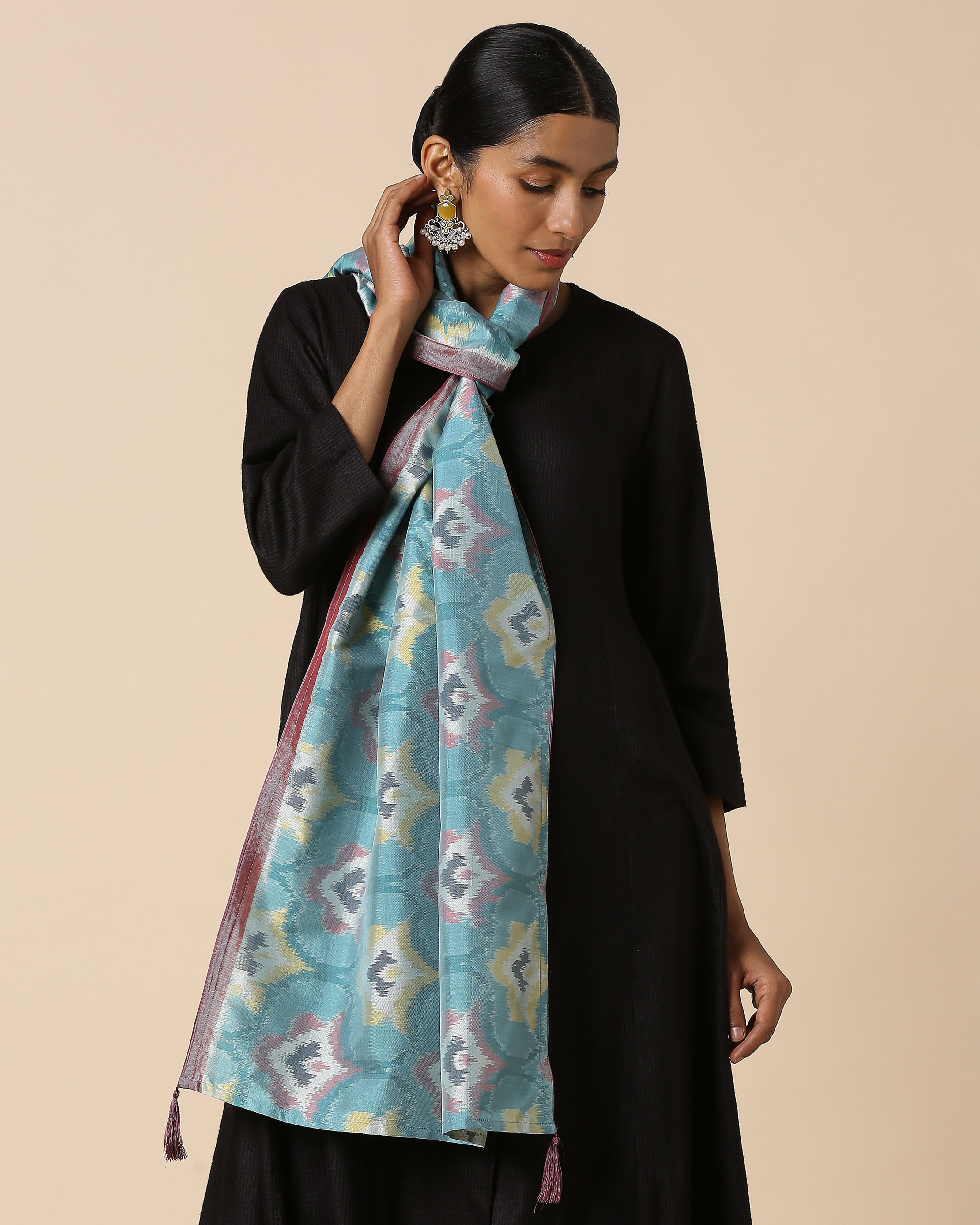 Manali Pochampally Weft Ikat Silk Cotton Stole