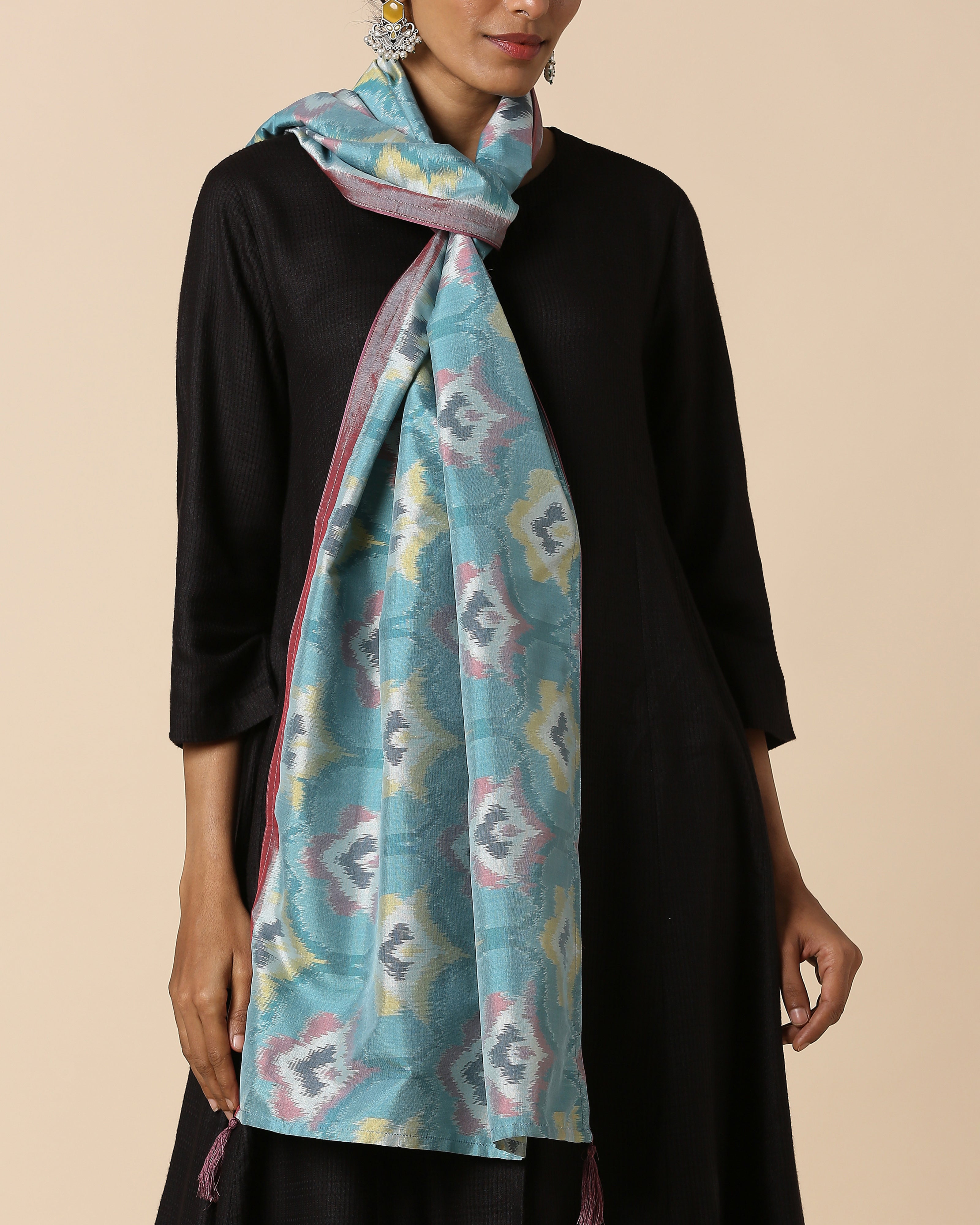 Manali Pochampally Weft Ikat Silk Cotton Stole