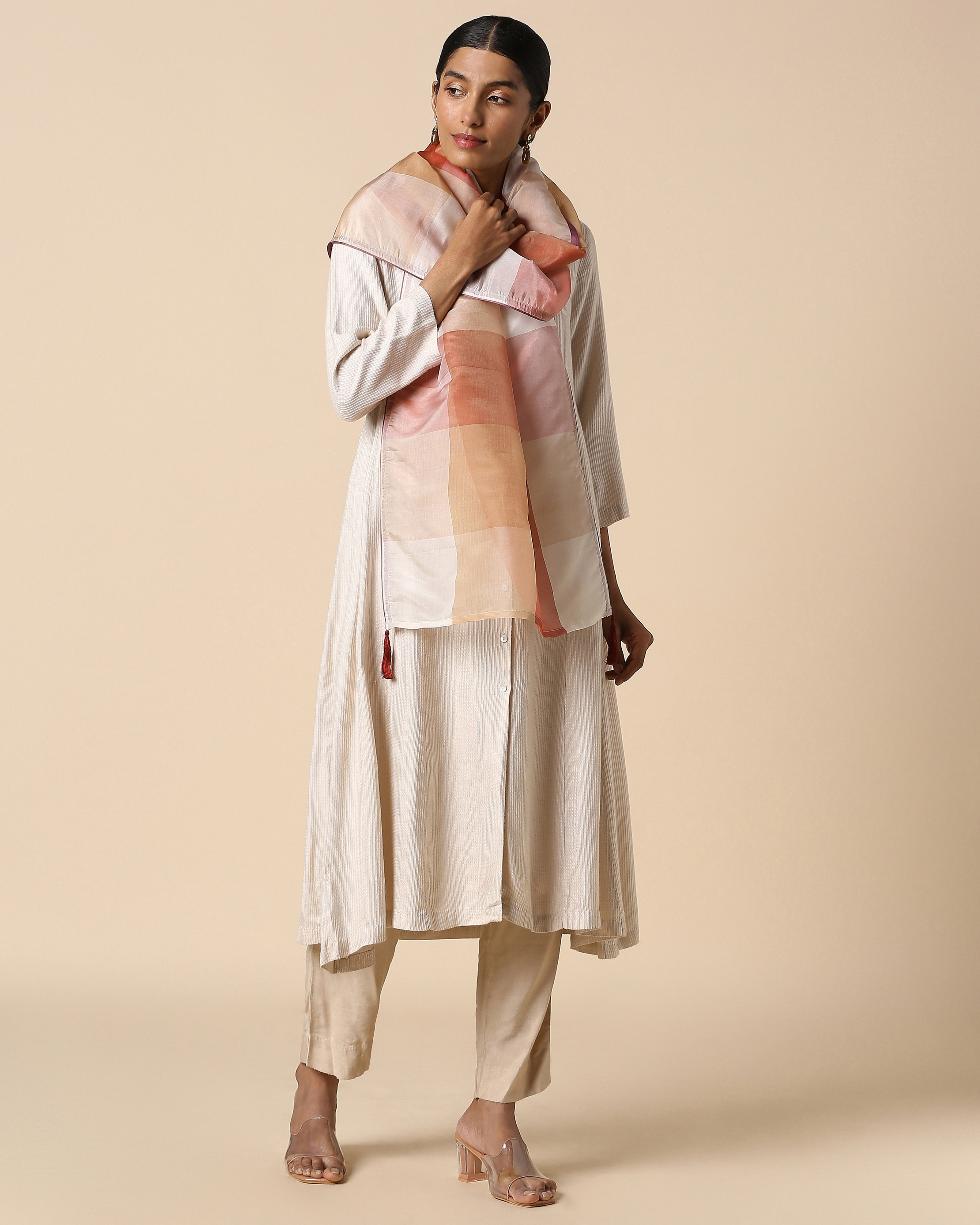 Mili Banarasi Checks Silk Stole
