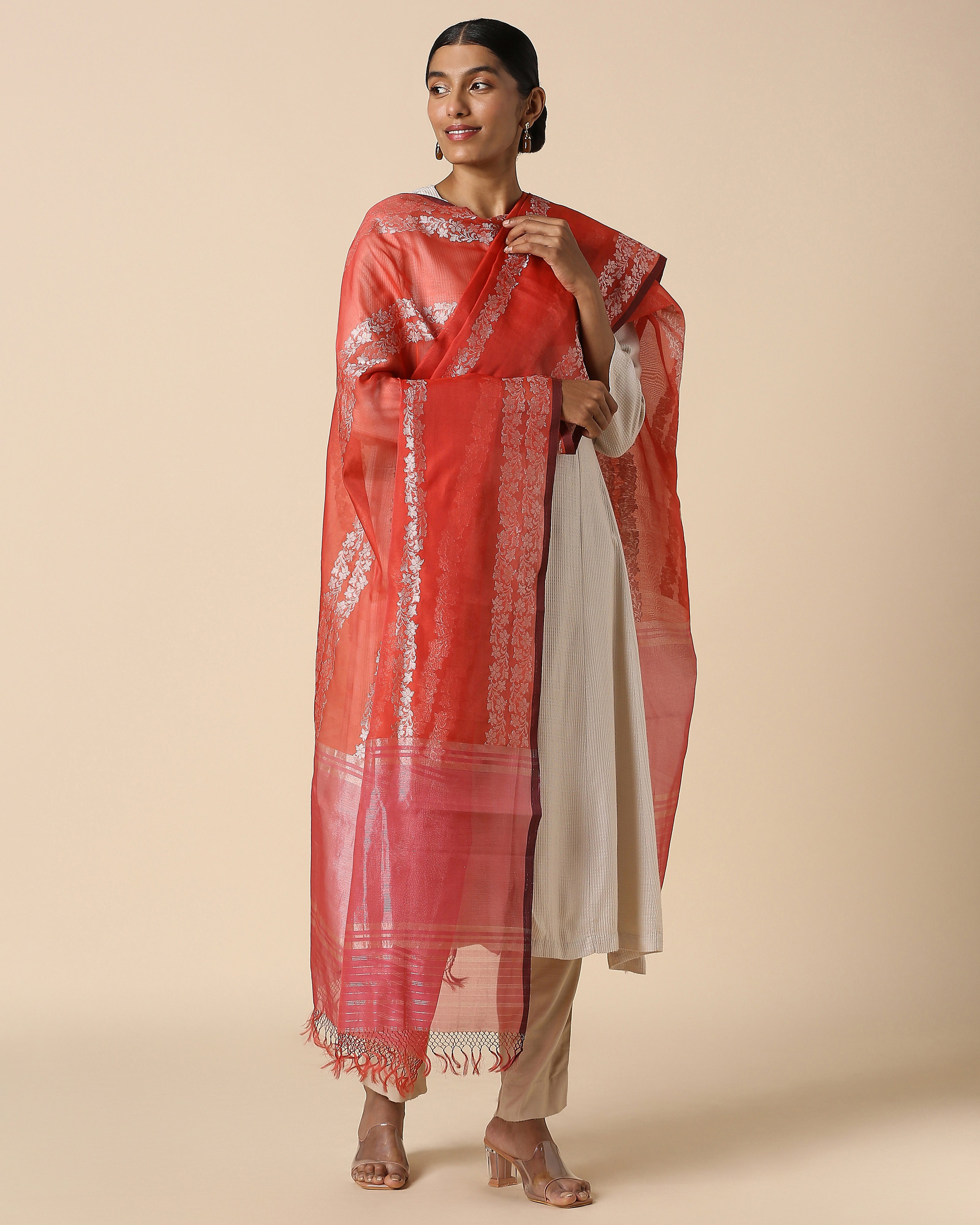 Oomna Banarasi Kadwa Silk Cotton Dupatta