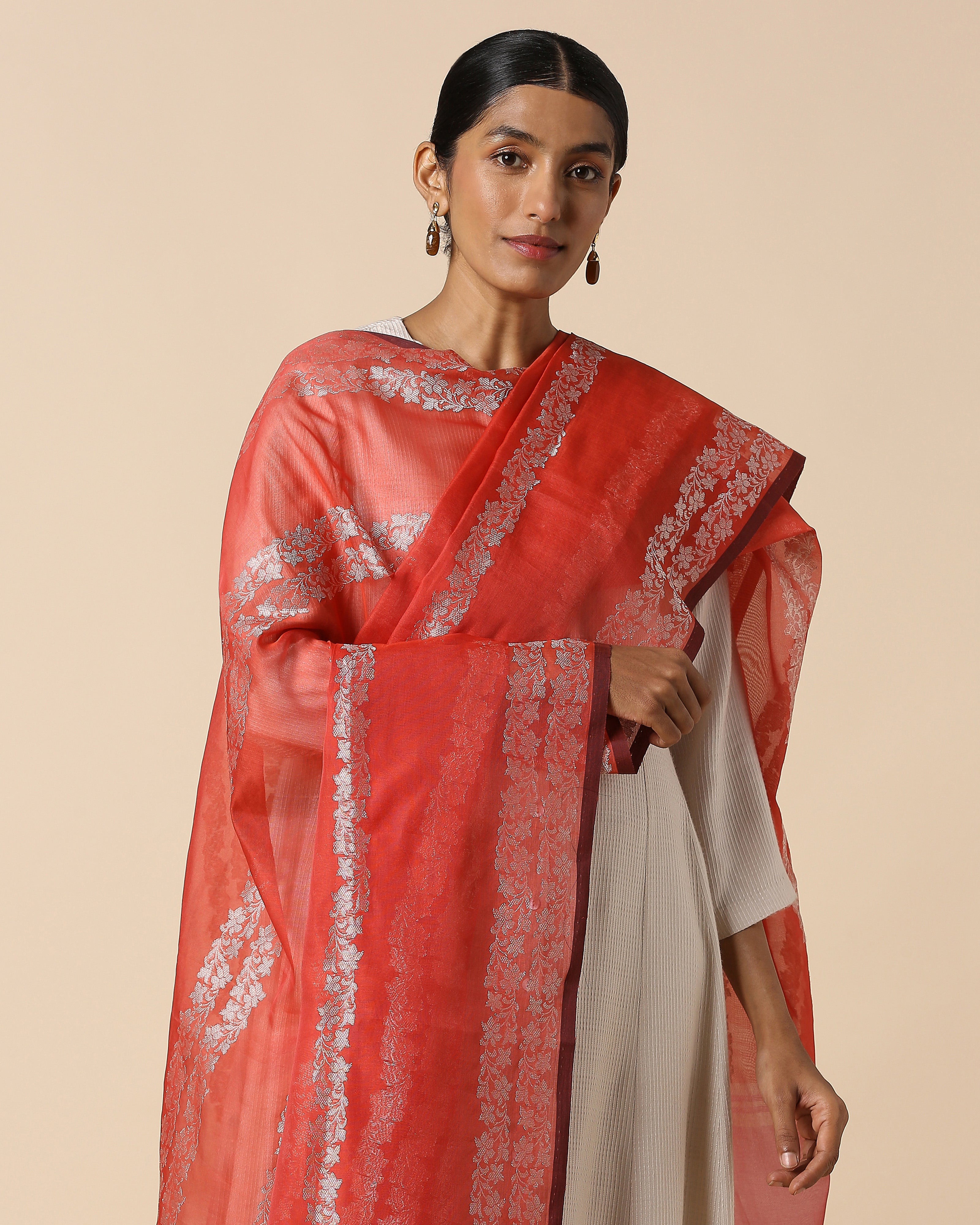 Oomna Banarasi Kadwa Silk Cotton Dupatta