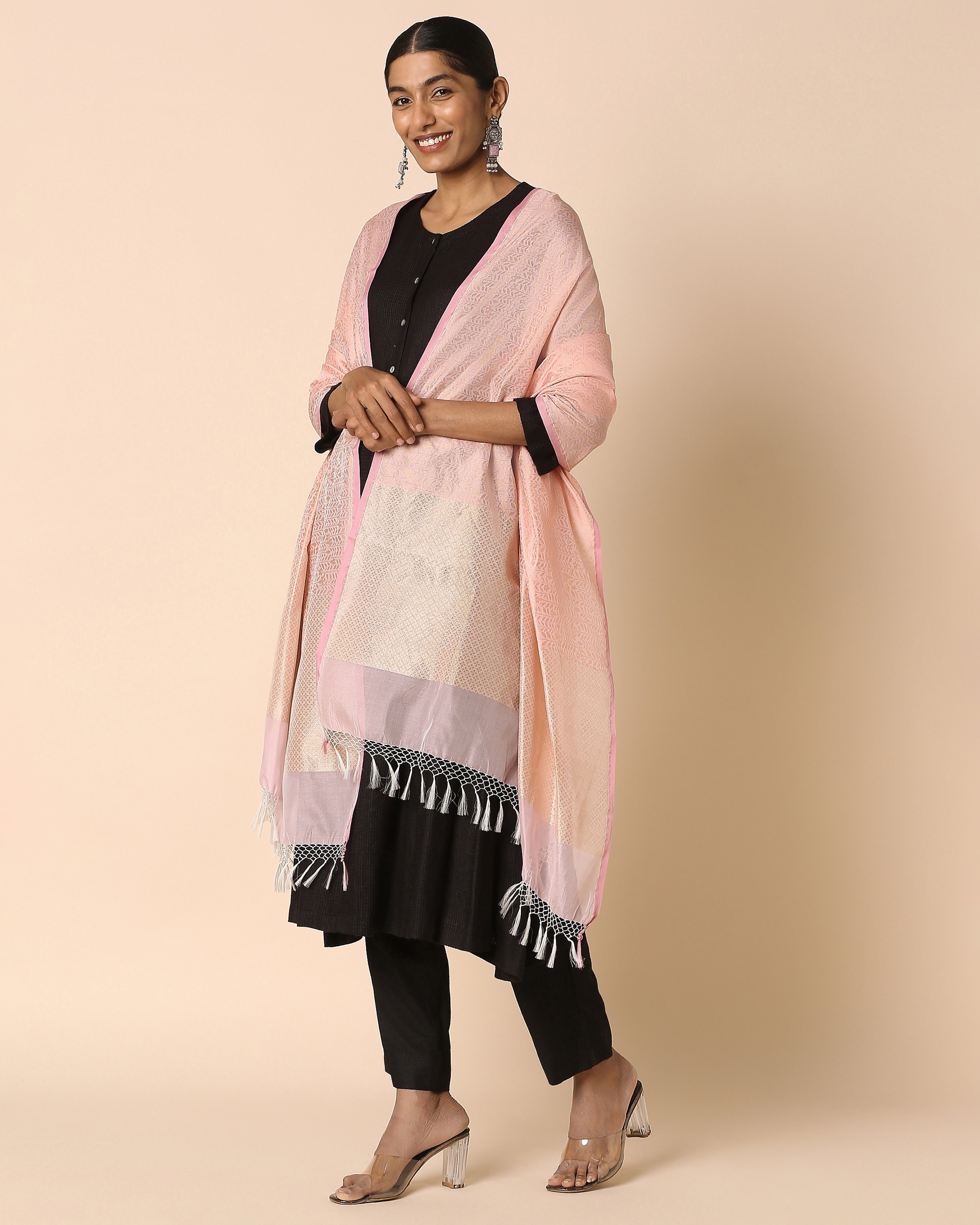 Trayi Banarasi Cutwork Silk Cotton Dupatta