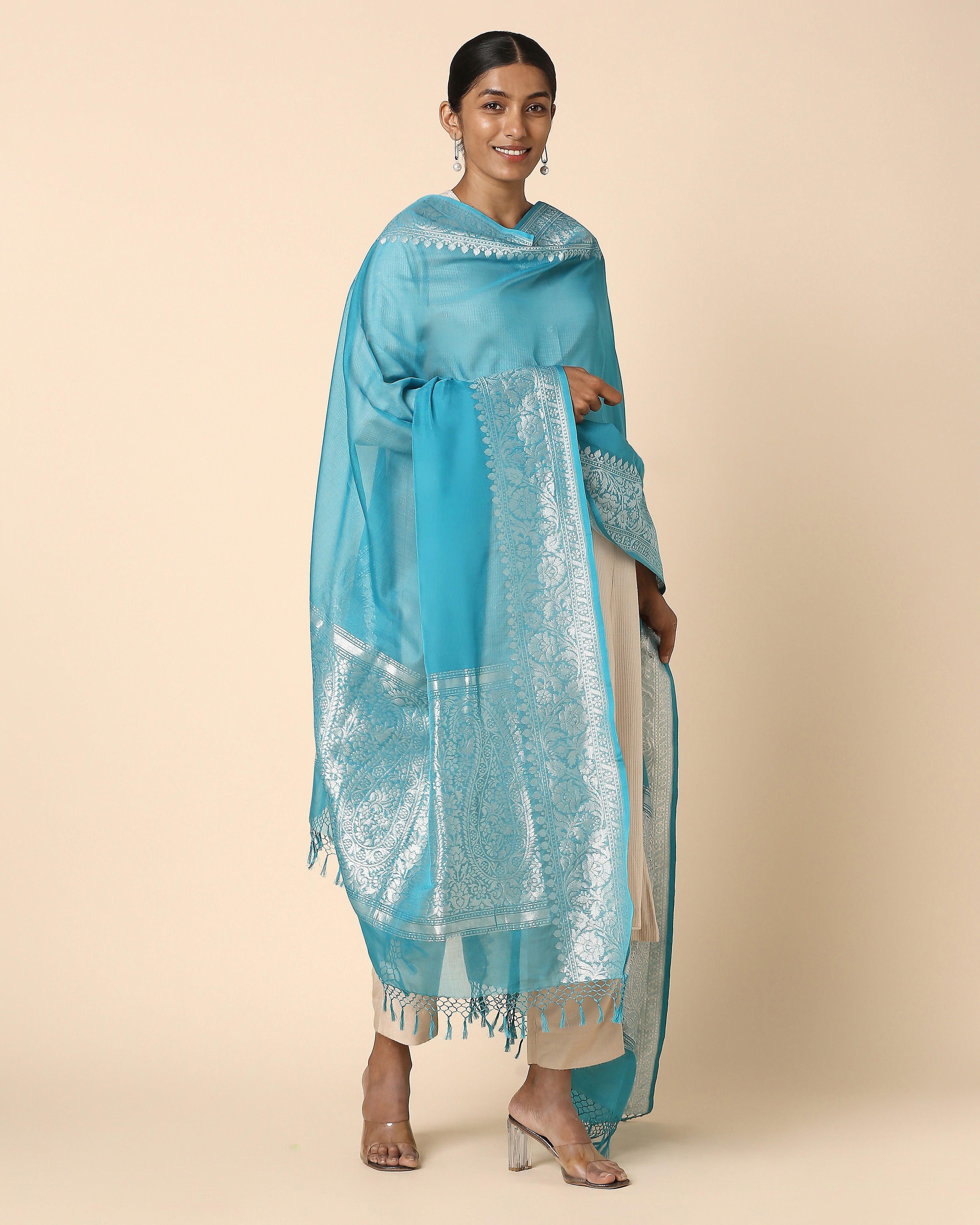 Rosa Banarasi Kadwa Cotton Dupatta