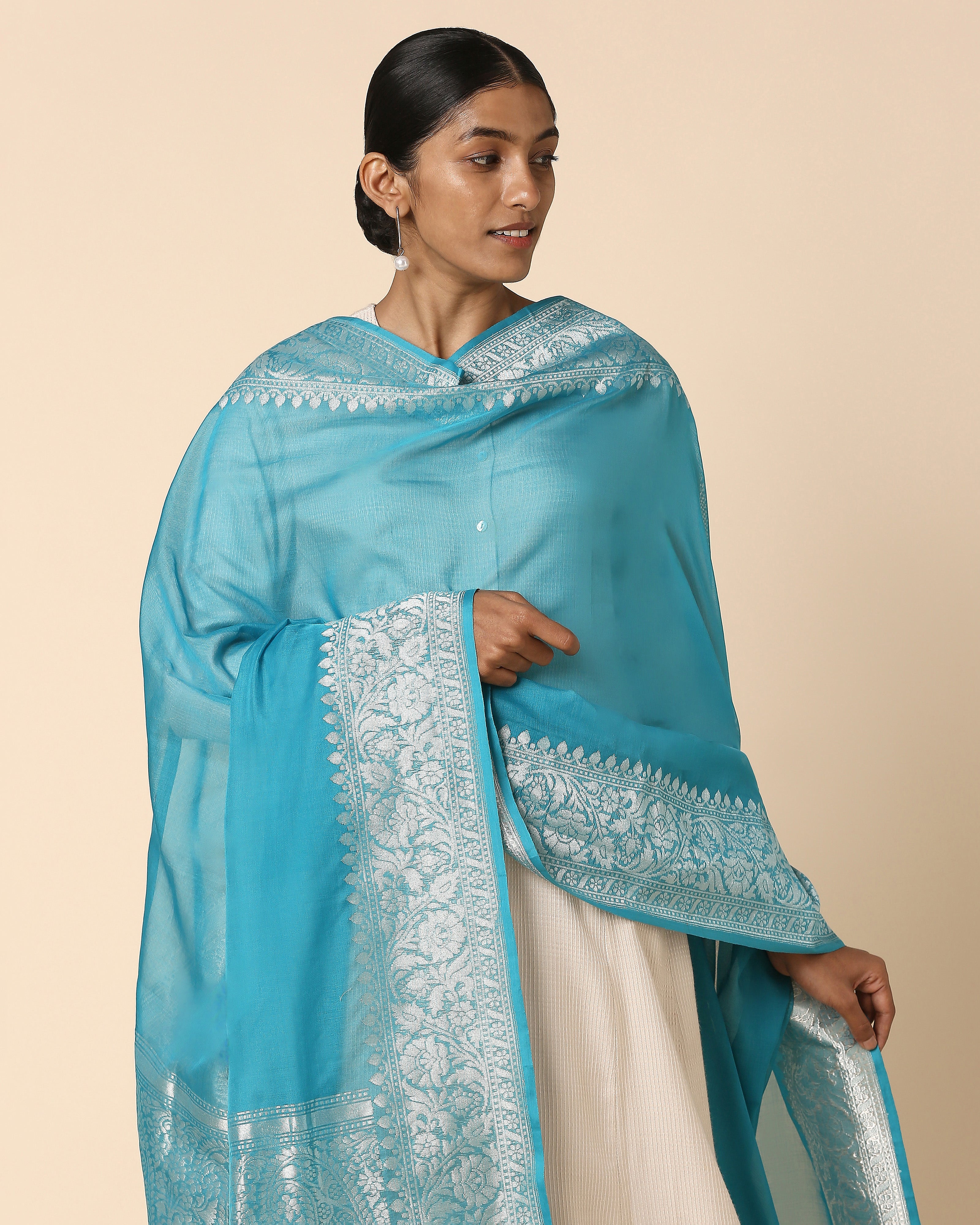 Rosa Banarasi Kadwa Cotton Dupatta