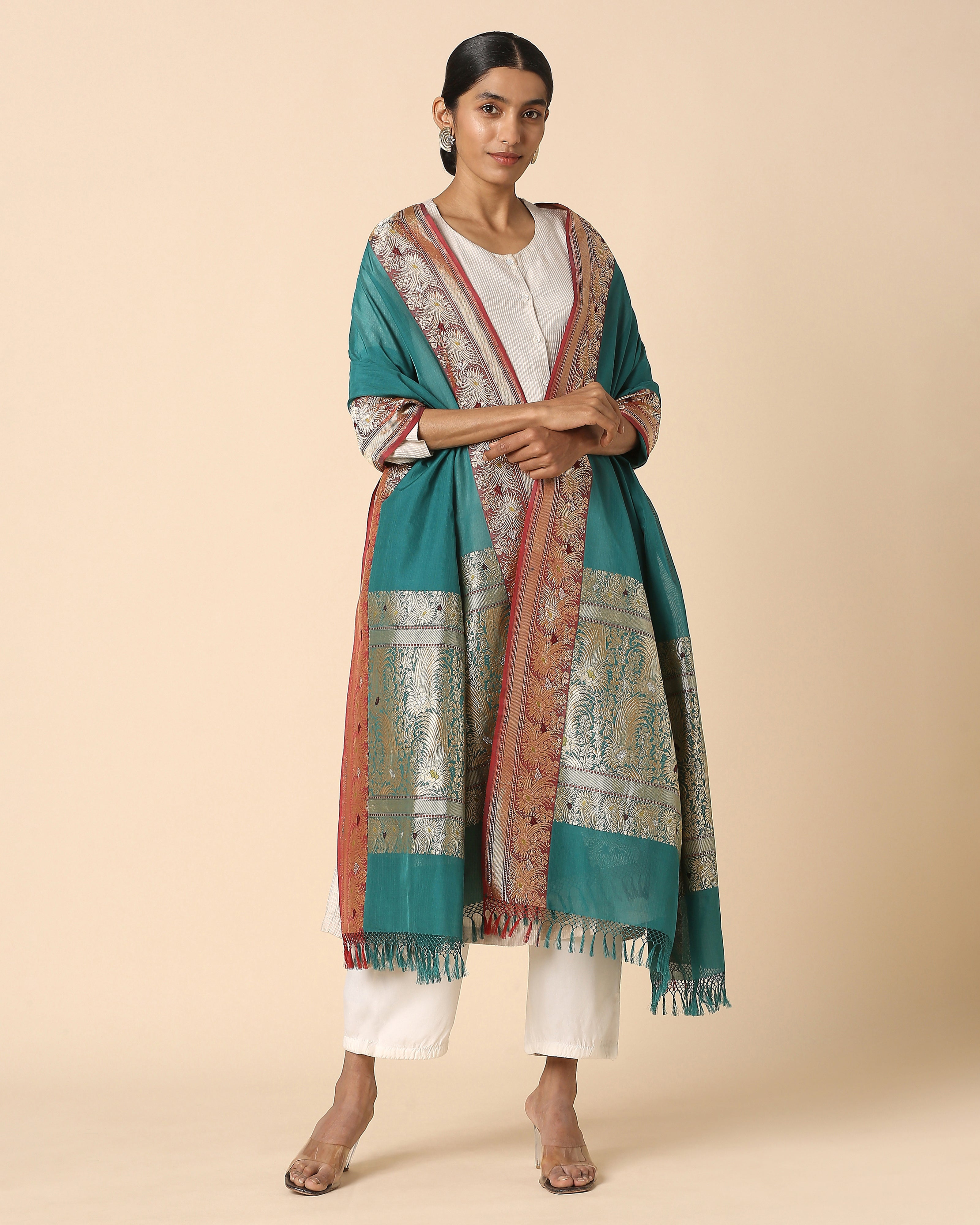 Mandara Banarasi Kadwa Cotton Dupatta